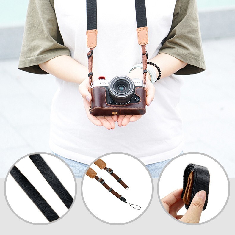 Quick-Release Adjustable Camera Neck Strap for DSLR/SLR/Mirrorless Cameras Black