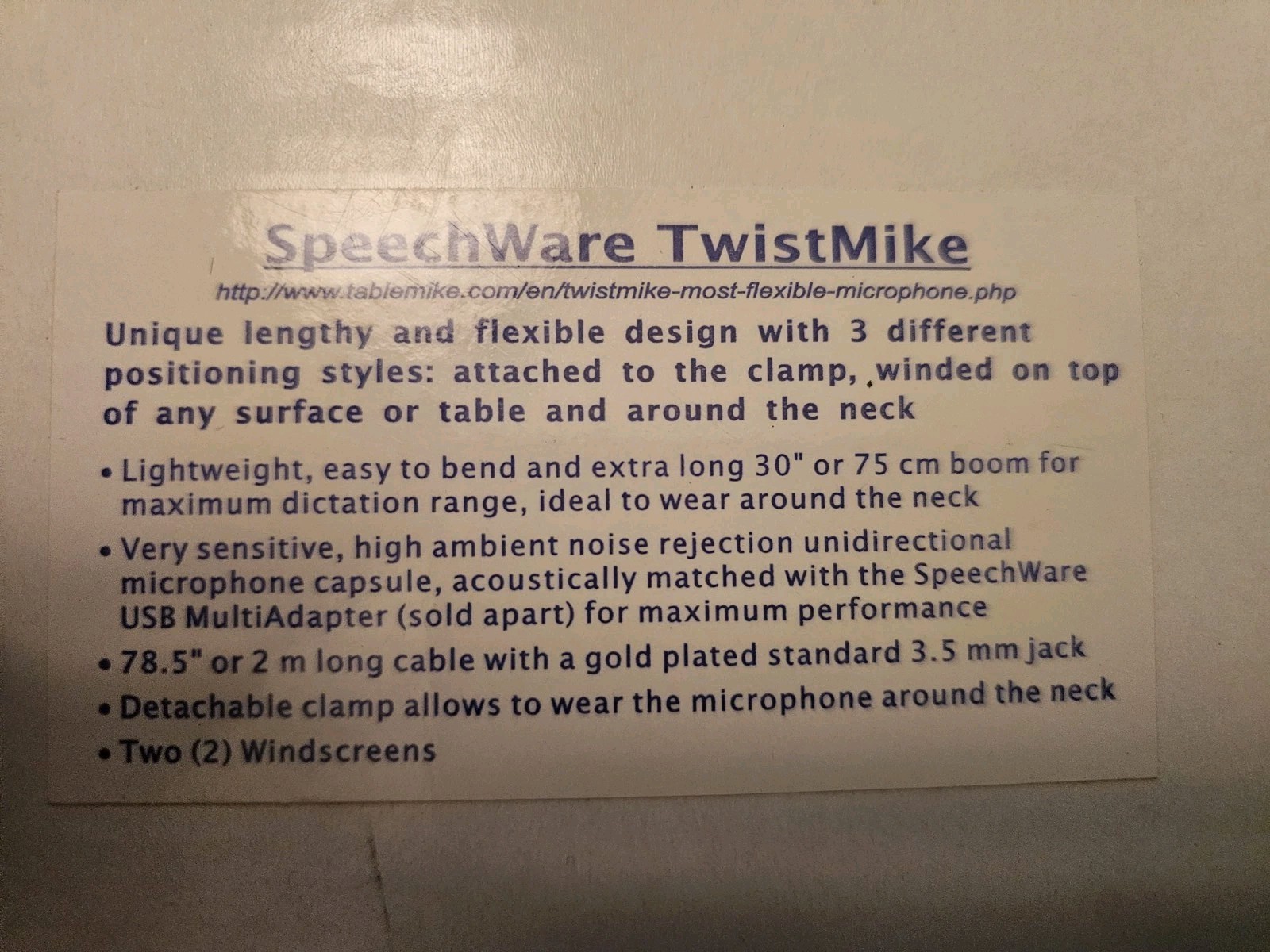 2x SpeechWare TwistMike Clamp On Table Mike Gooseneck Microphone 3.5mm