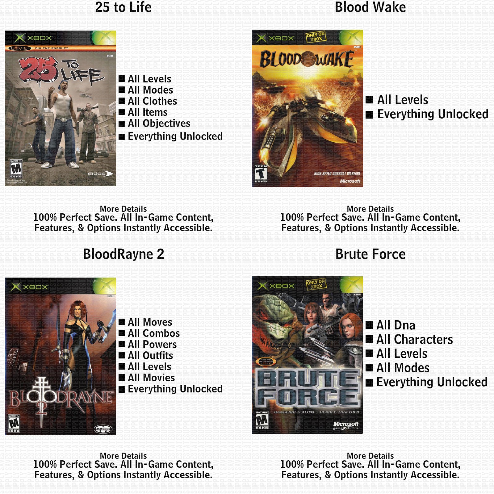 Raze's Hell XBOX USB Save 100% Unlocked