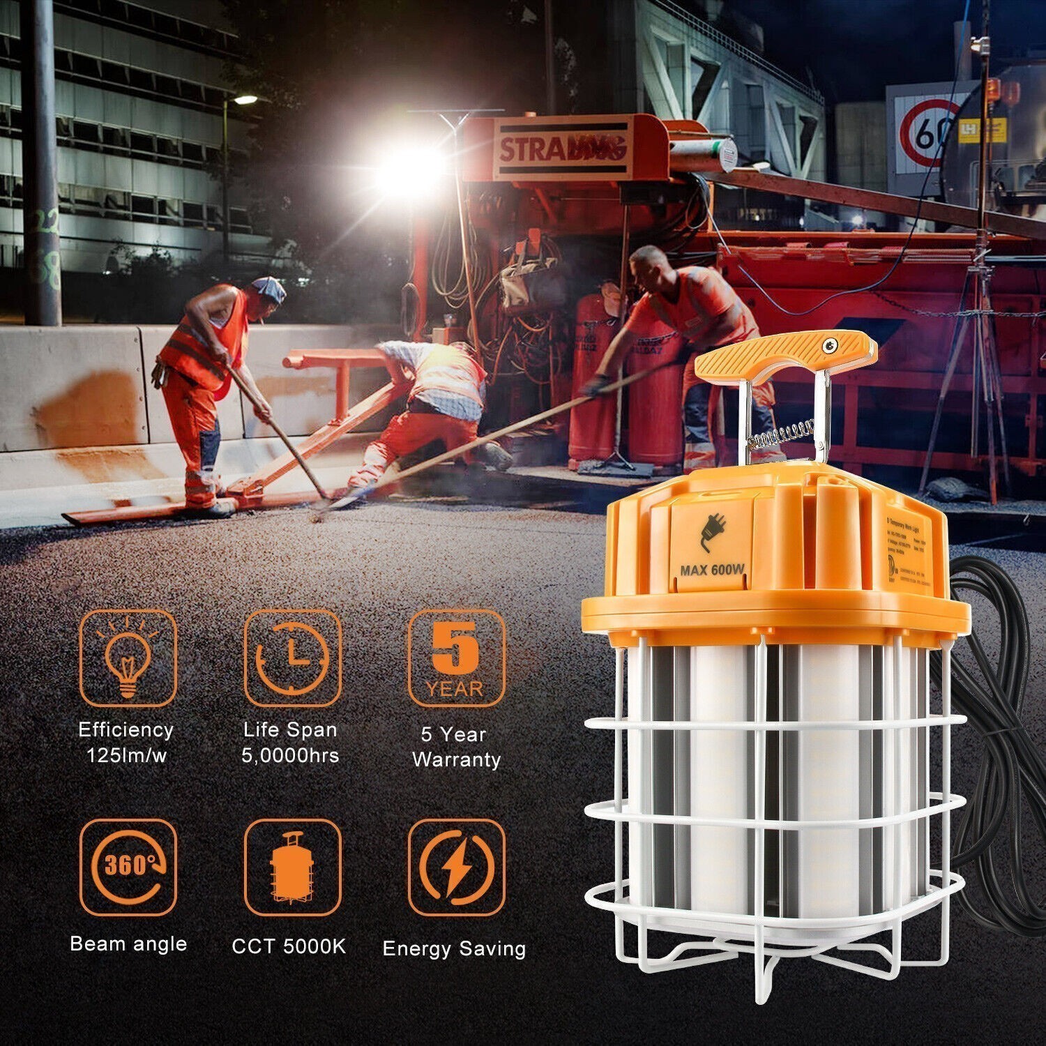 150W LED Temporary Work Light Linkable Hanging Construction Light 5000K Daylight