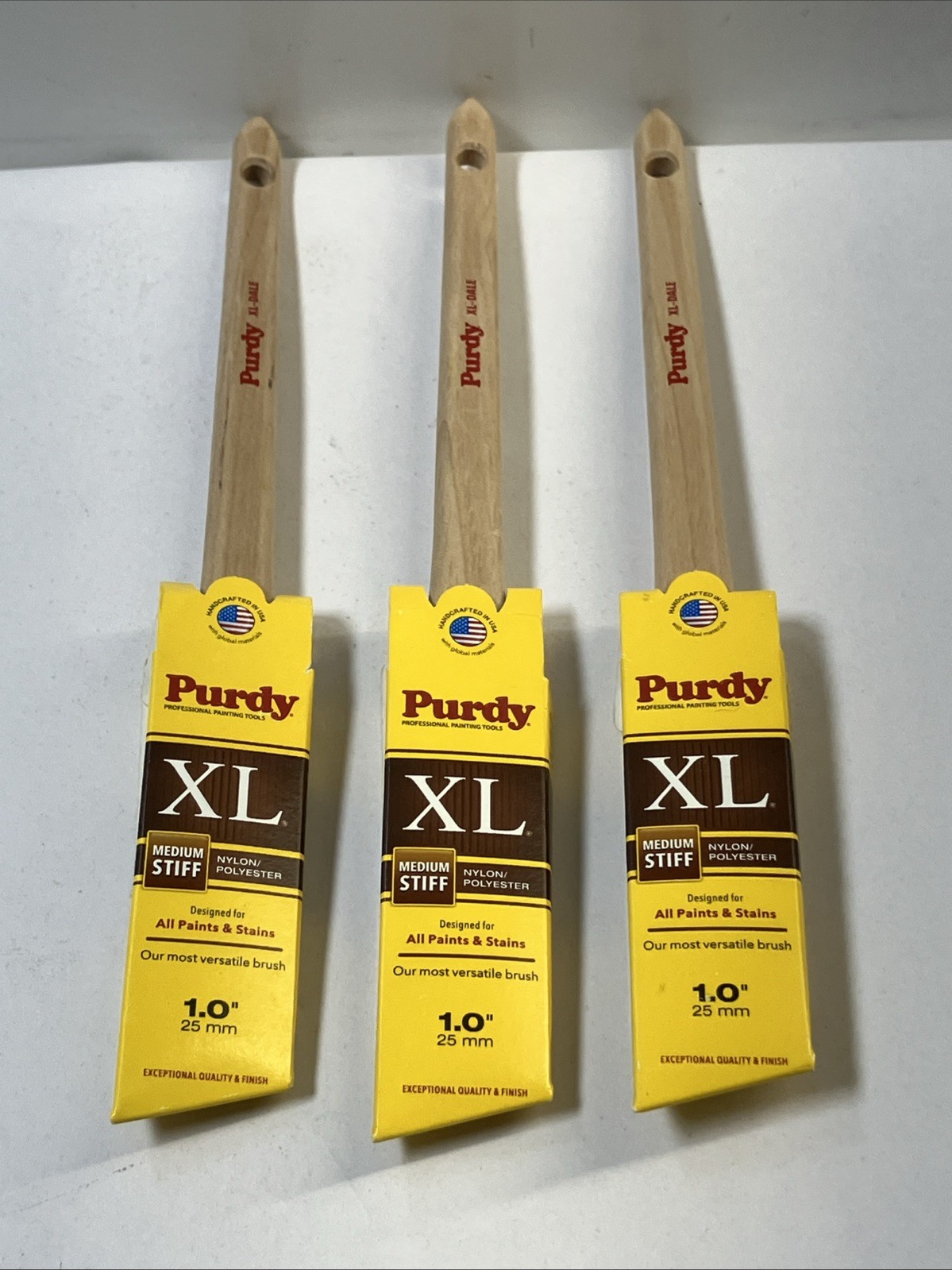 Lot Of (3) Purdy 140080310 Nylon Dale Angle Paint Brush, 1"