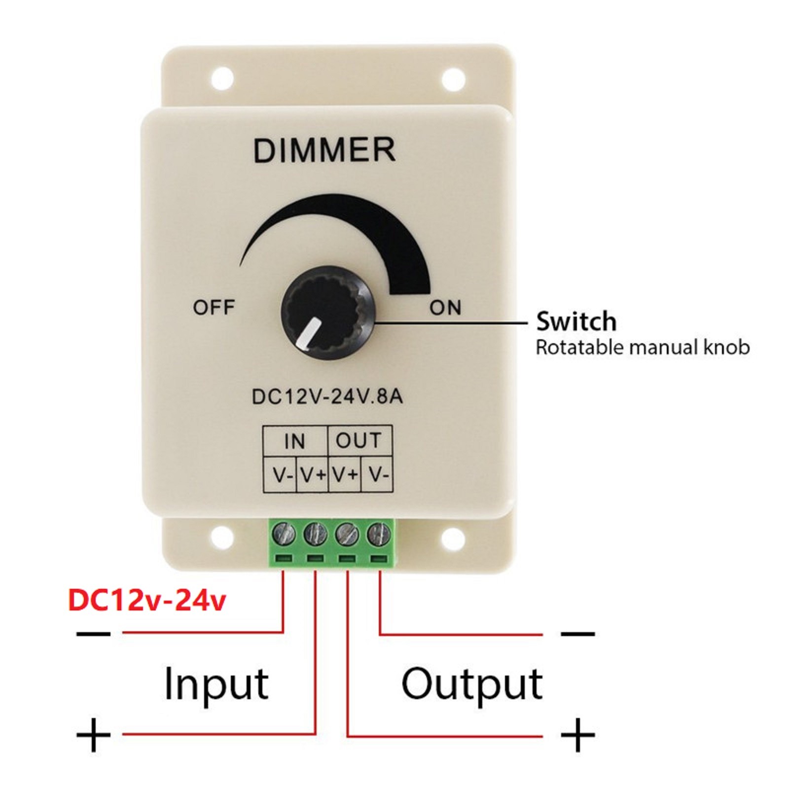 DC12-24V 8A Dimmer Brightness Adjustable Controller For Strip Lighting Dimmers