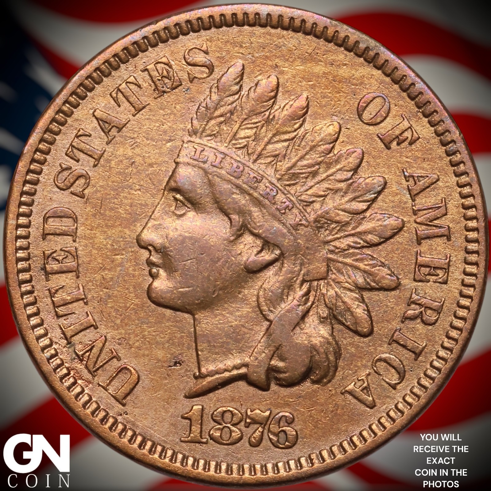 1876 Indian Head Cent Penny A9573