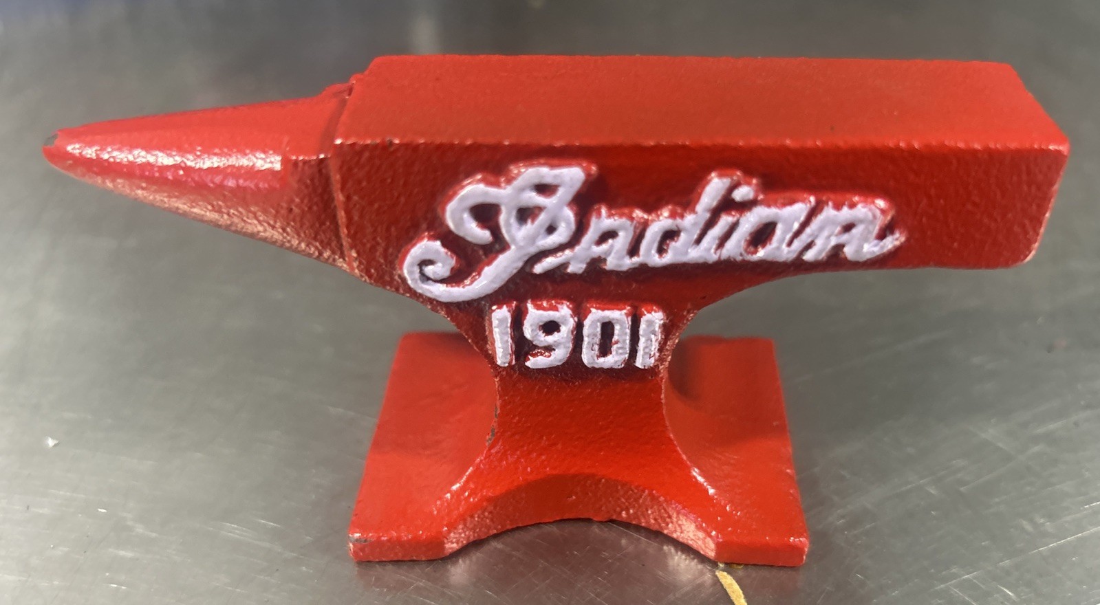 INDIAN MOTORCYCLE Mini Anvil W/ Raised Letter Paperweight Statue Antique Style