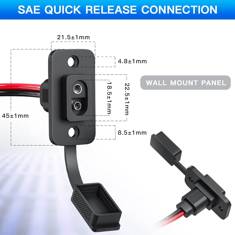 SAE Connector, Rectangular SAE Power Socket Sidewall Port, Weatherproof SAE Qui