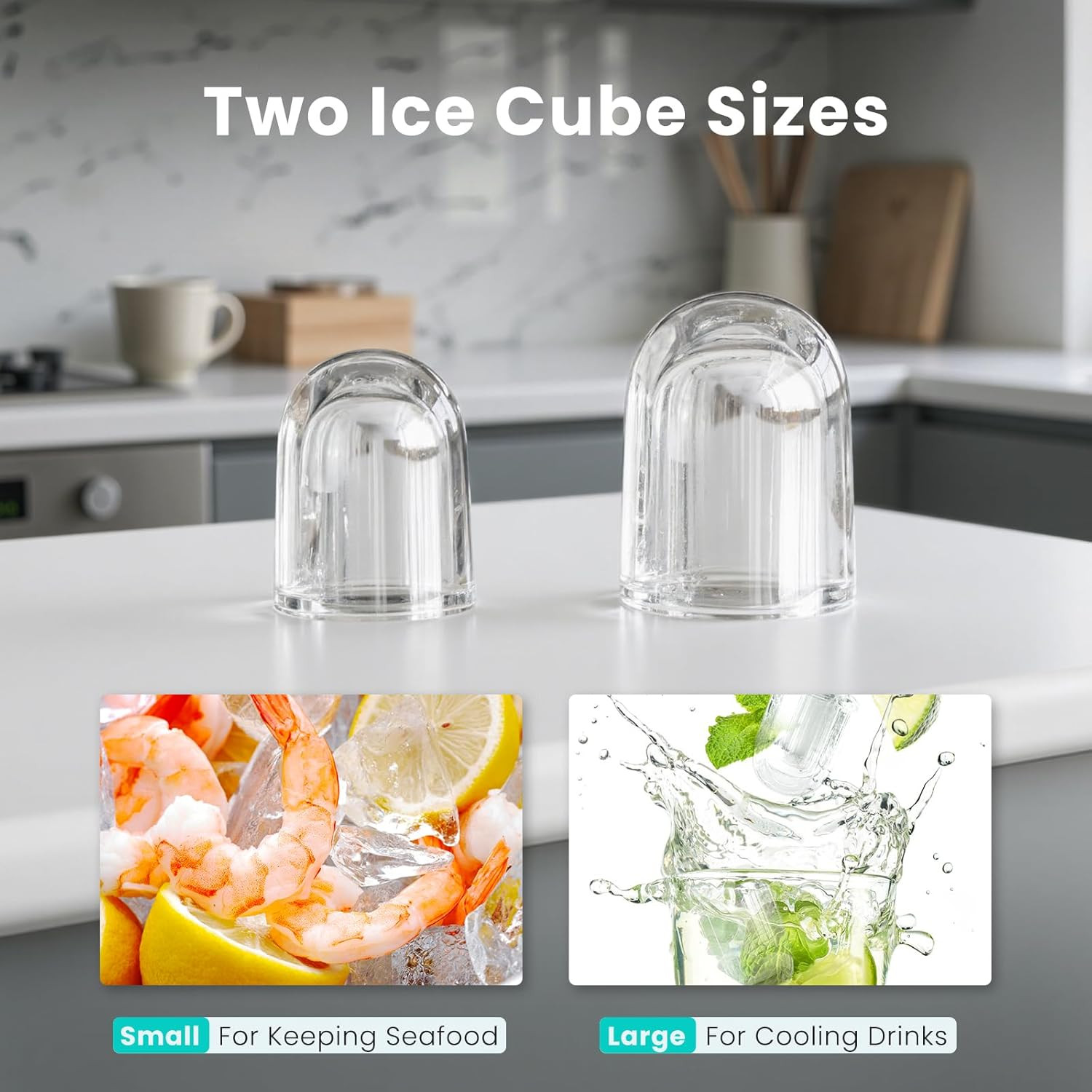 Ice Maker Machine with Handle,26Lbs in 24Hrs,9 Ice Cubes in 6 Mins,Auto-Cleaning