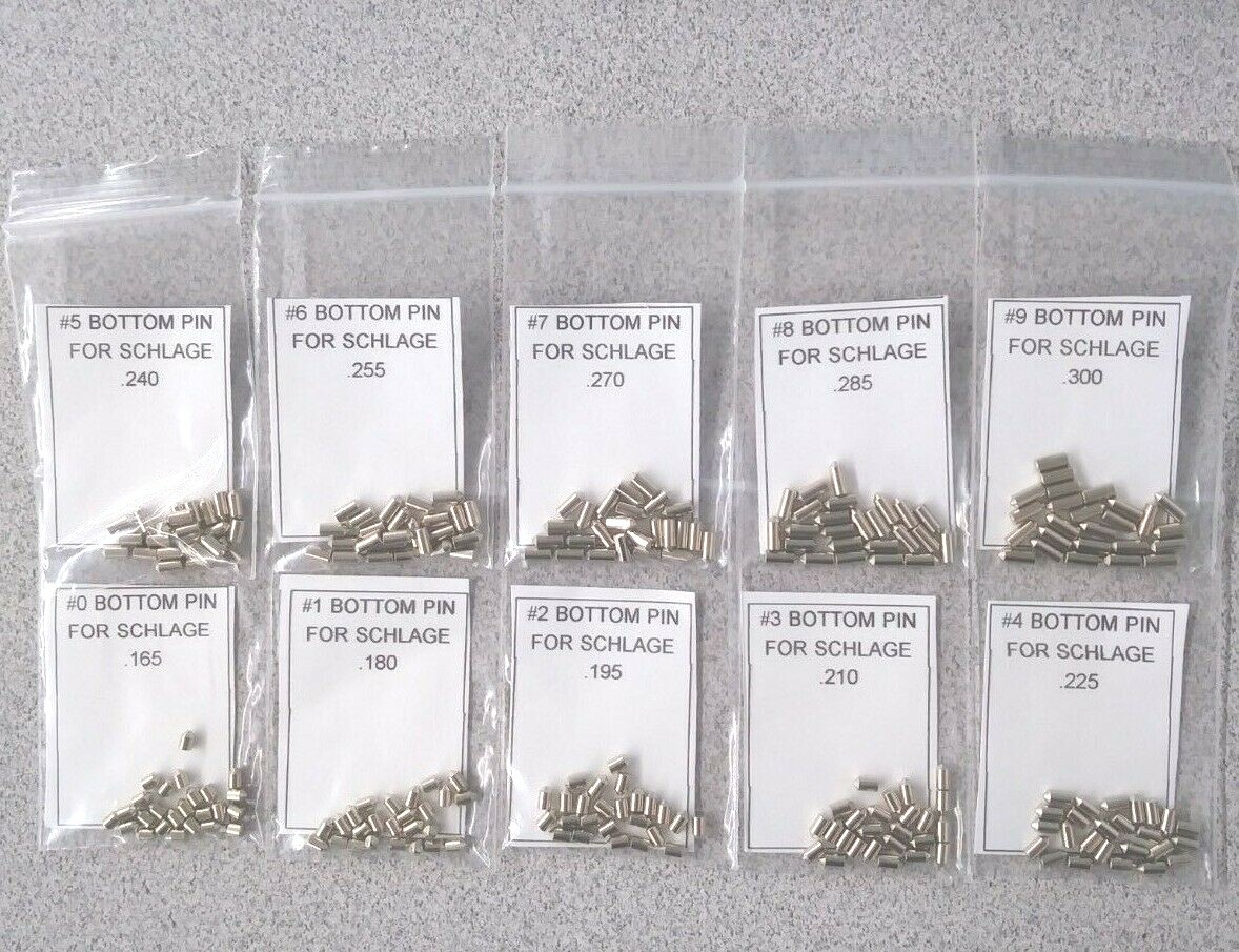 Nickel Silver Bottom Pin Refill Packs For Schlage Re-key Kit. 25 Pins Ea Size.