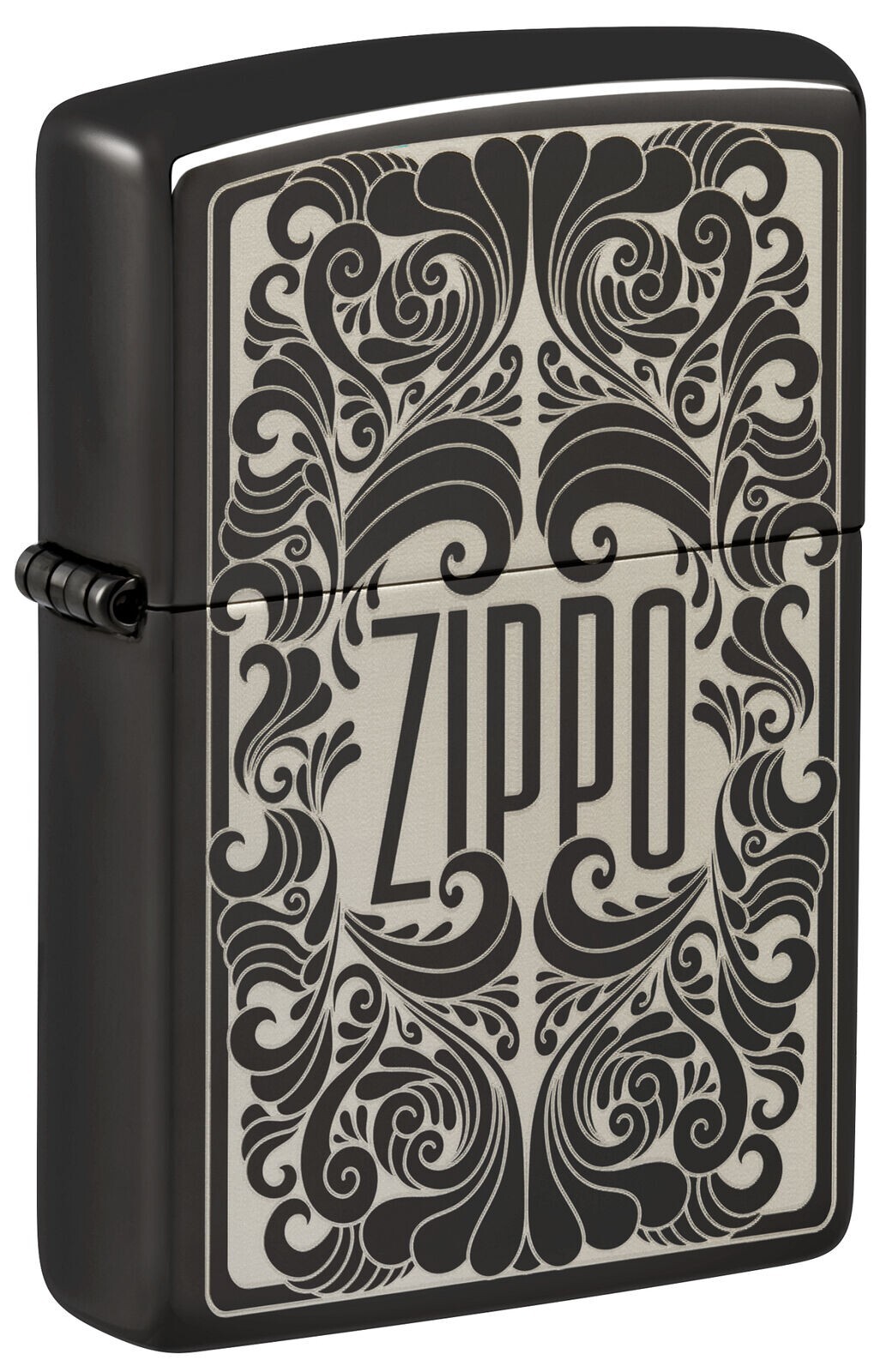 Zippo Logo Filigree Design High Polish Black 48253