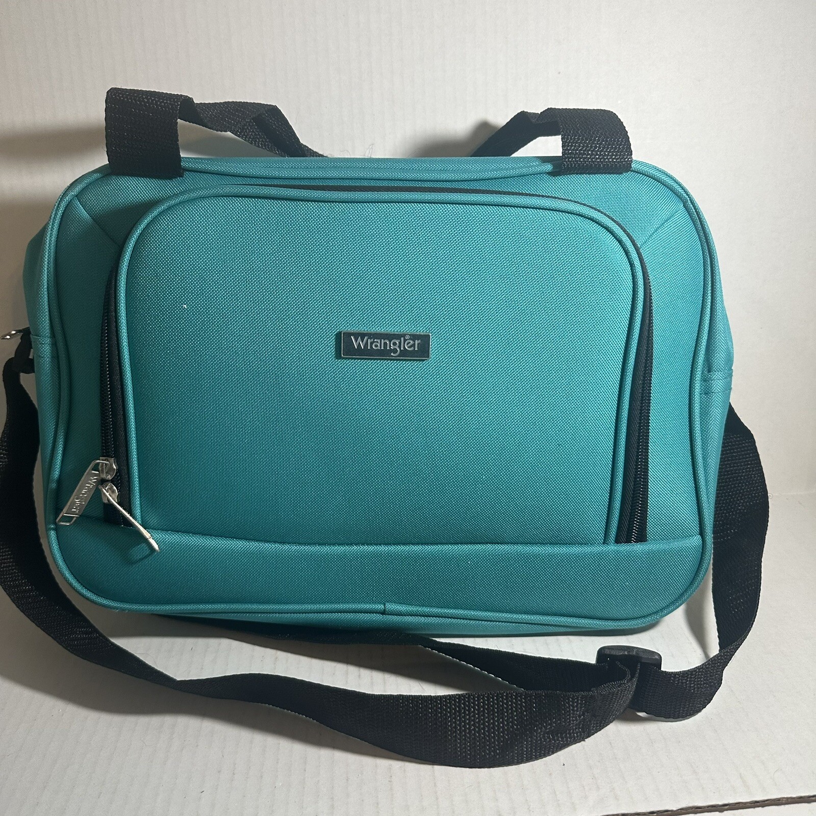 Wrangler Blue Black Double Handle Crossbody Strap Travel Laptop Book Tote Bag