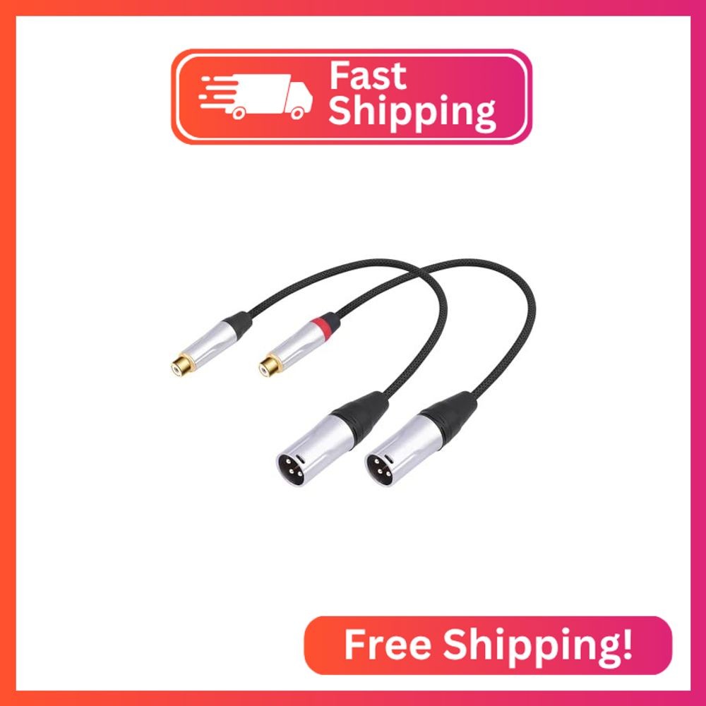 HUALEU 2Pack 1Ft RCA Female to 3Pin XLR Male Audio Cable;Balance XLR Male to RCA