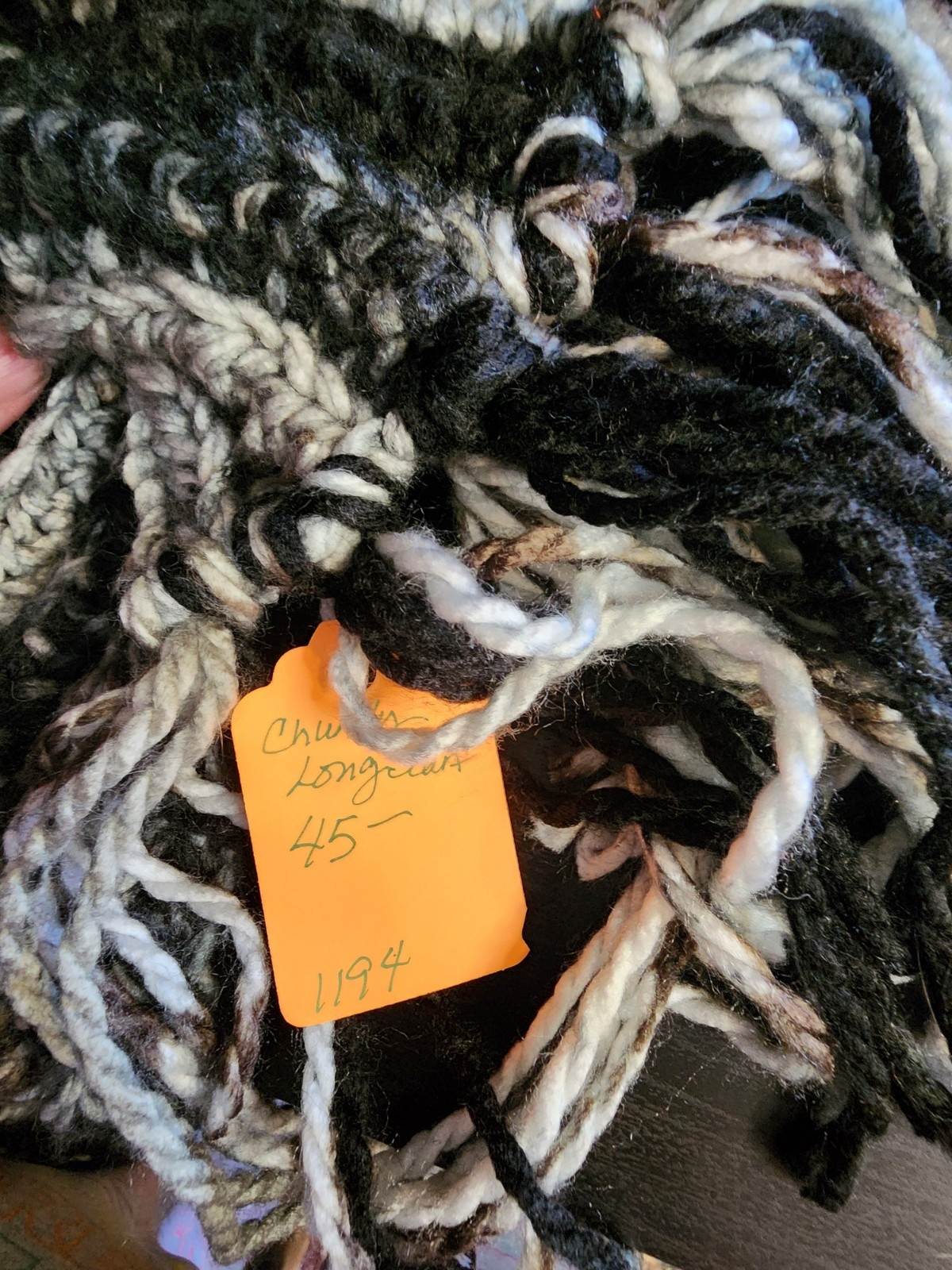 Crocheted Blacks And Grays Super Chunky Long Scarf With Ribbed Beanie Hat Set