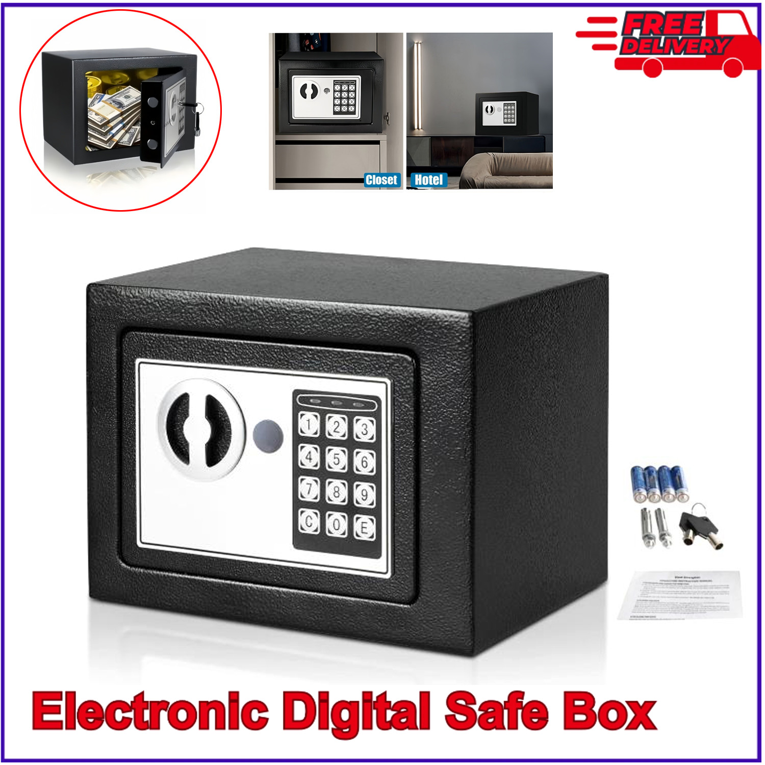 Digital Electronic Safe Box Keypad Lock Security Home Office Cash Jewelry New