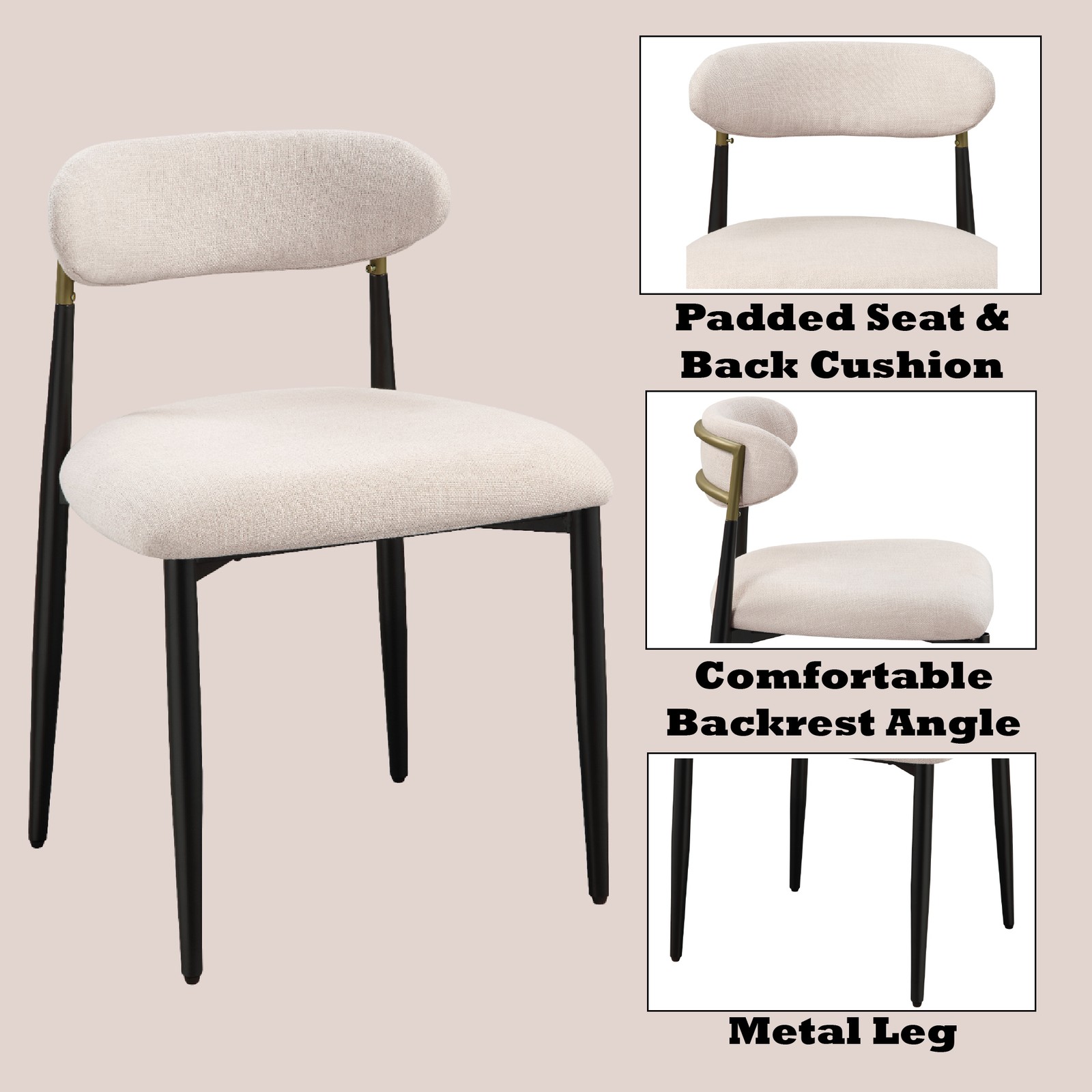 Jaramillo Beige Fabric & Black Finish Side Chair