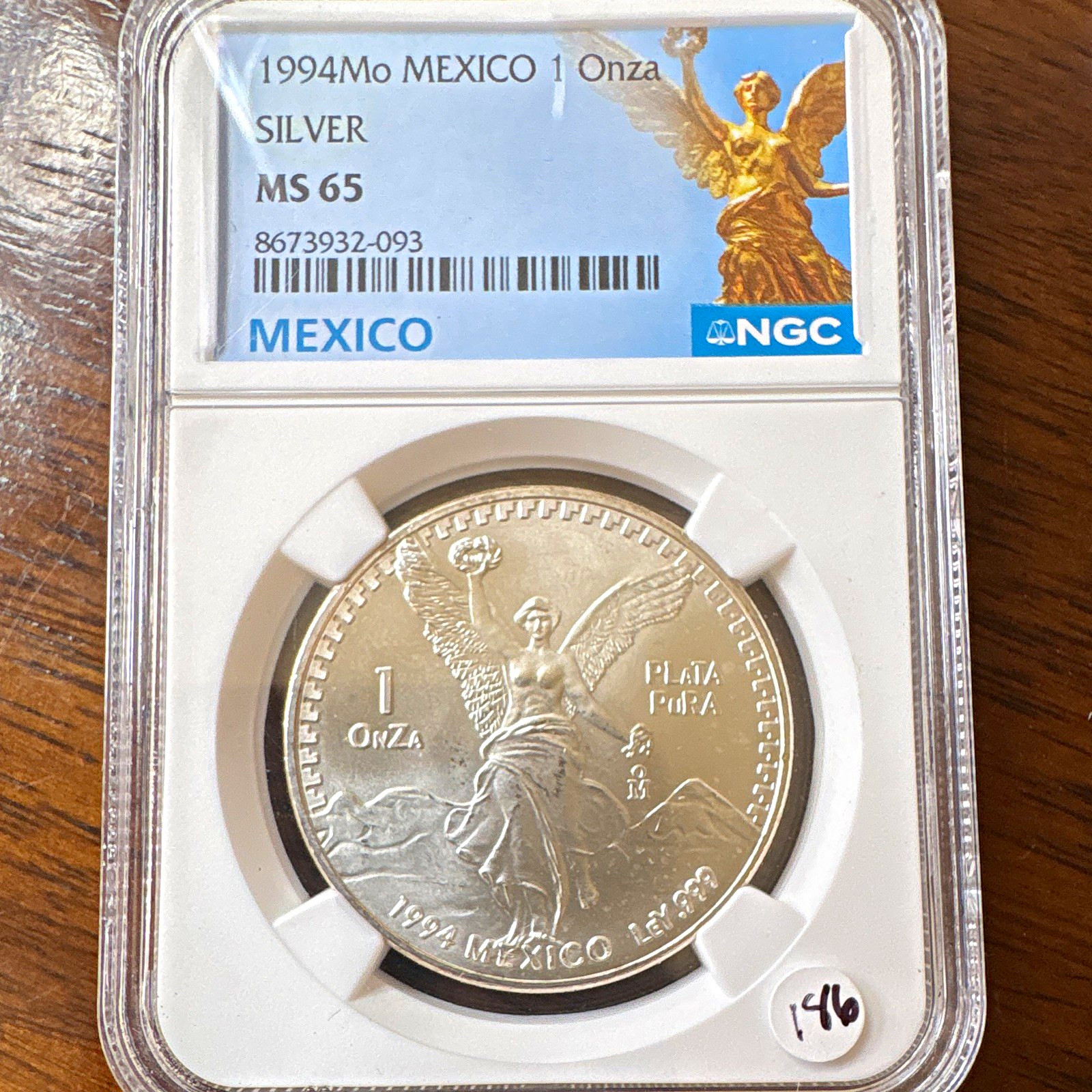 1994-Mo Mexico (1905-Now) Libertad 1 Onza Silver Coin NGC MS65 KM#494
