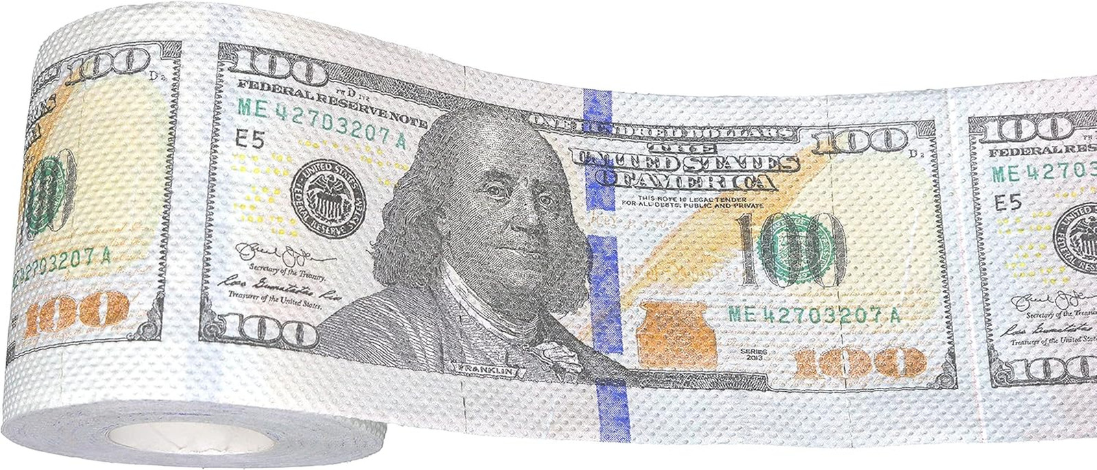 Iconikal 240-Sheet Gag Joke Money Toilet Paper, $100 Dollar Bill, 1 Roll