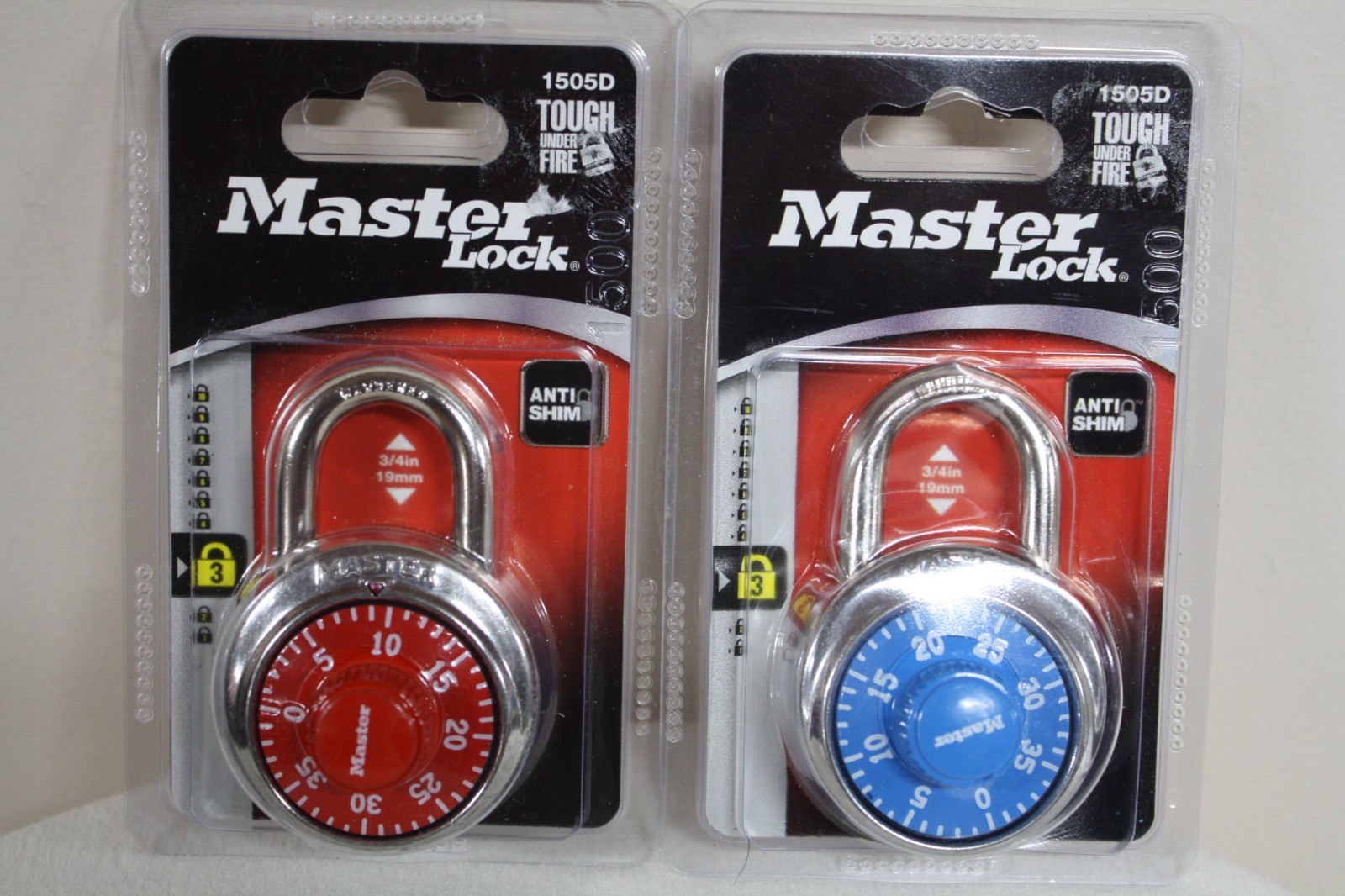 Lot of 2 Master Lock Combination Locker Padlock #1505D 2" x 3"