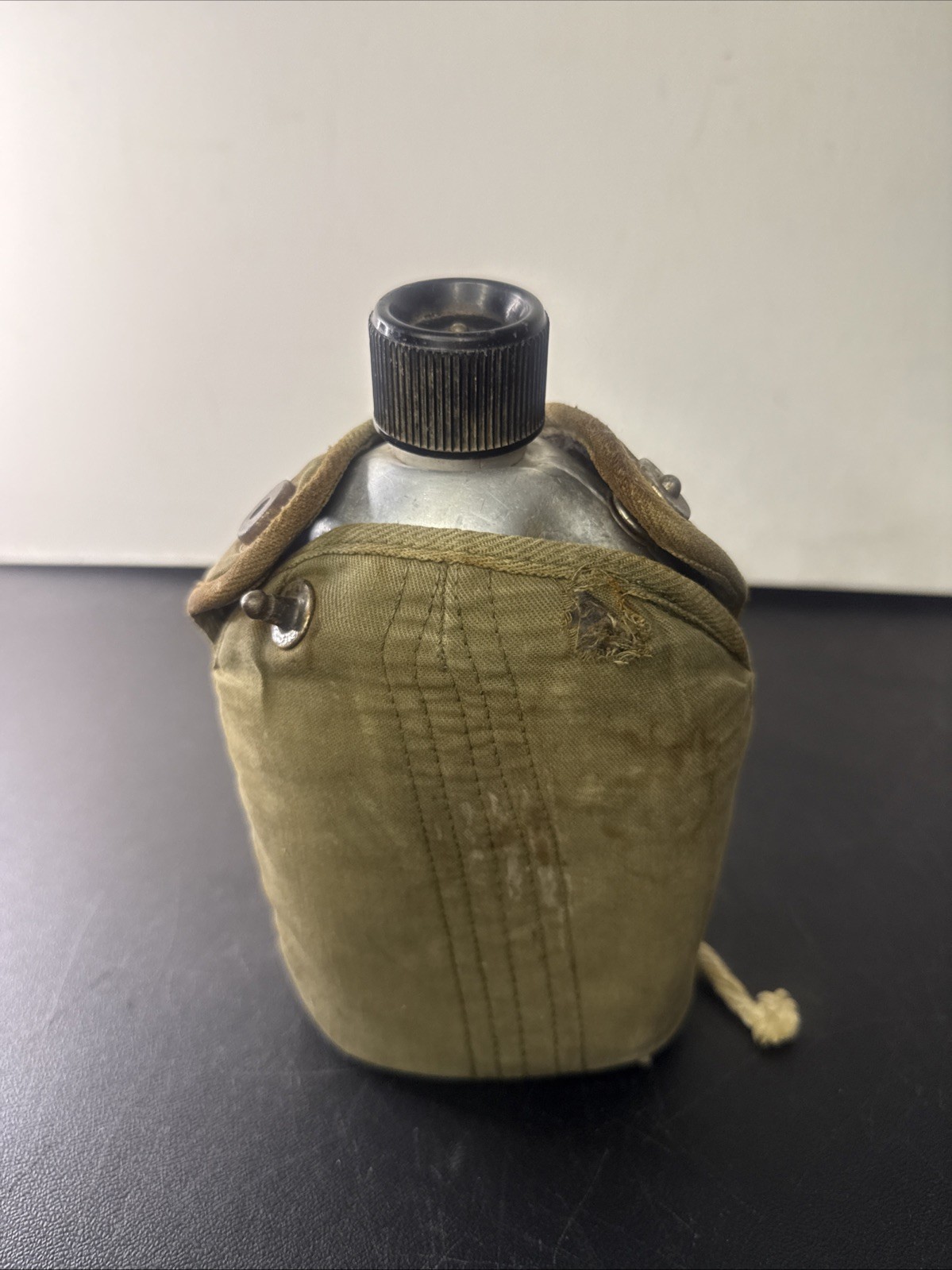 Vintage U.S. Army Military Aluminum Canteen w/ Lid And Wool Line Cover