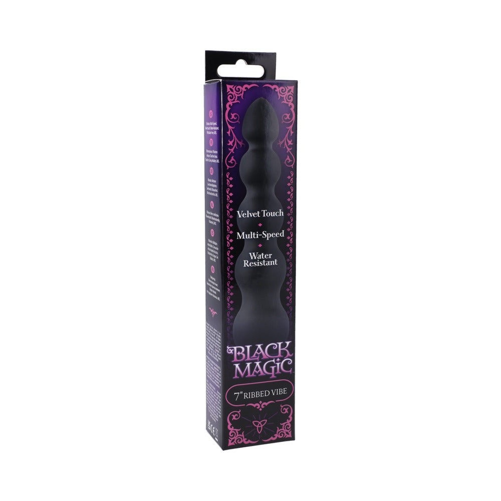 Black Magic 7 inch Ribbed Vibrator Multi-speed Waterproof Vibe Sex Toy