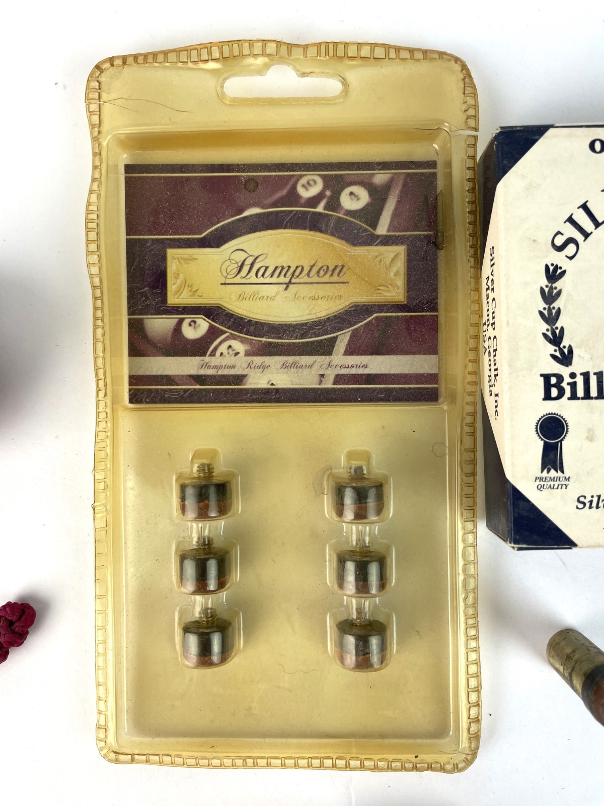 VTG Hampton Silver Cup Billiards Pool Tips Chalk Accessories as shown