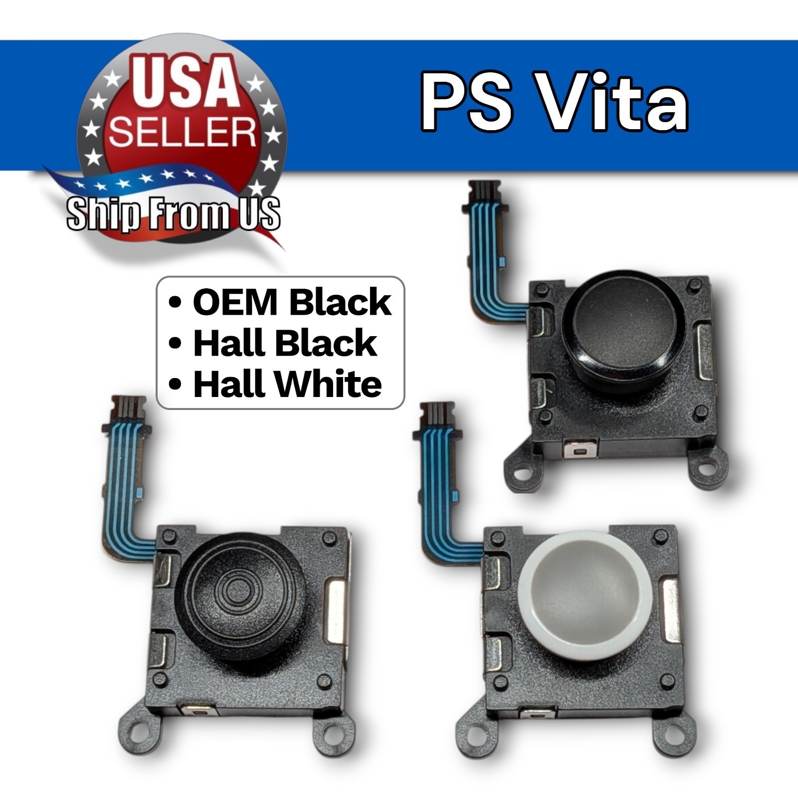 PS Vita | Black or White 3D Joystick Analog Thumbstick Left Right PS Vita 2000