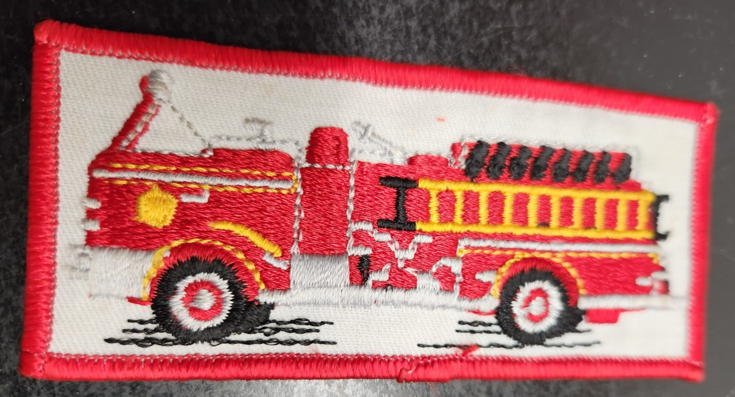 Vintage Fire Truck Sew-On Patch - 2 x 4 Inches