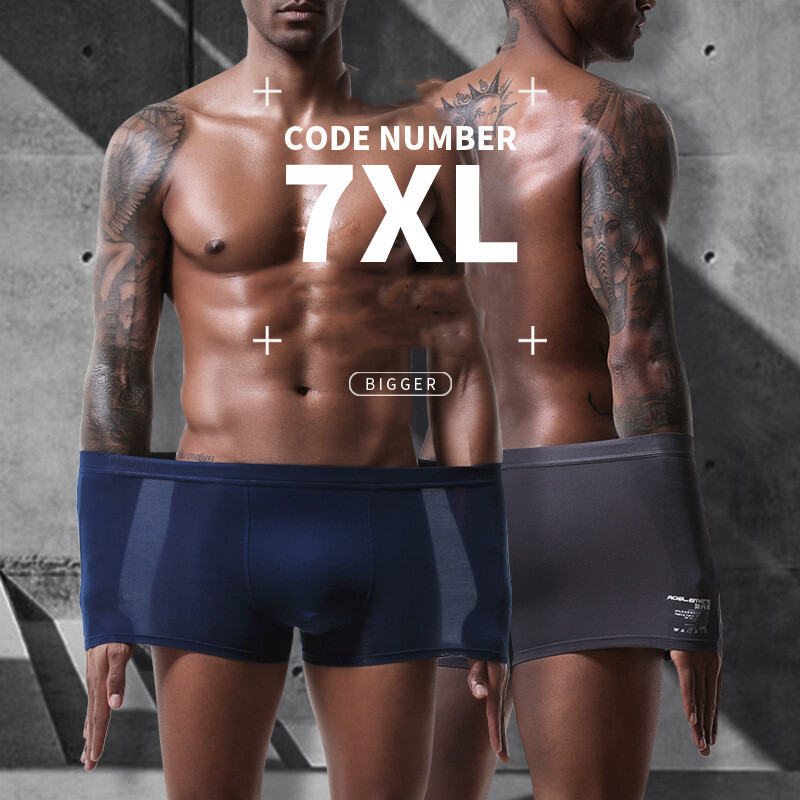 Men's Boxer Briefs Loose Modal Underwear Solid Simple Boxers Panties 3XL-7XL