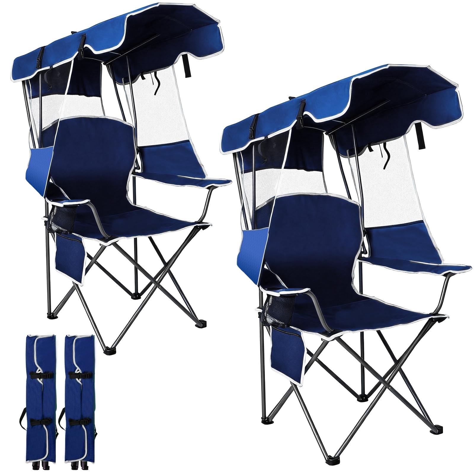 Folding Canopy Beach Camping Chairs for Adult 2 Pack, Portable Outdoor Chairs...