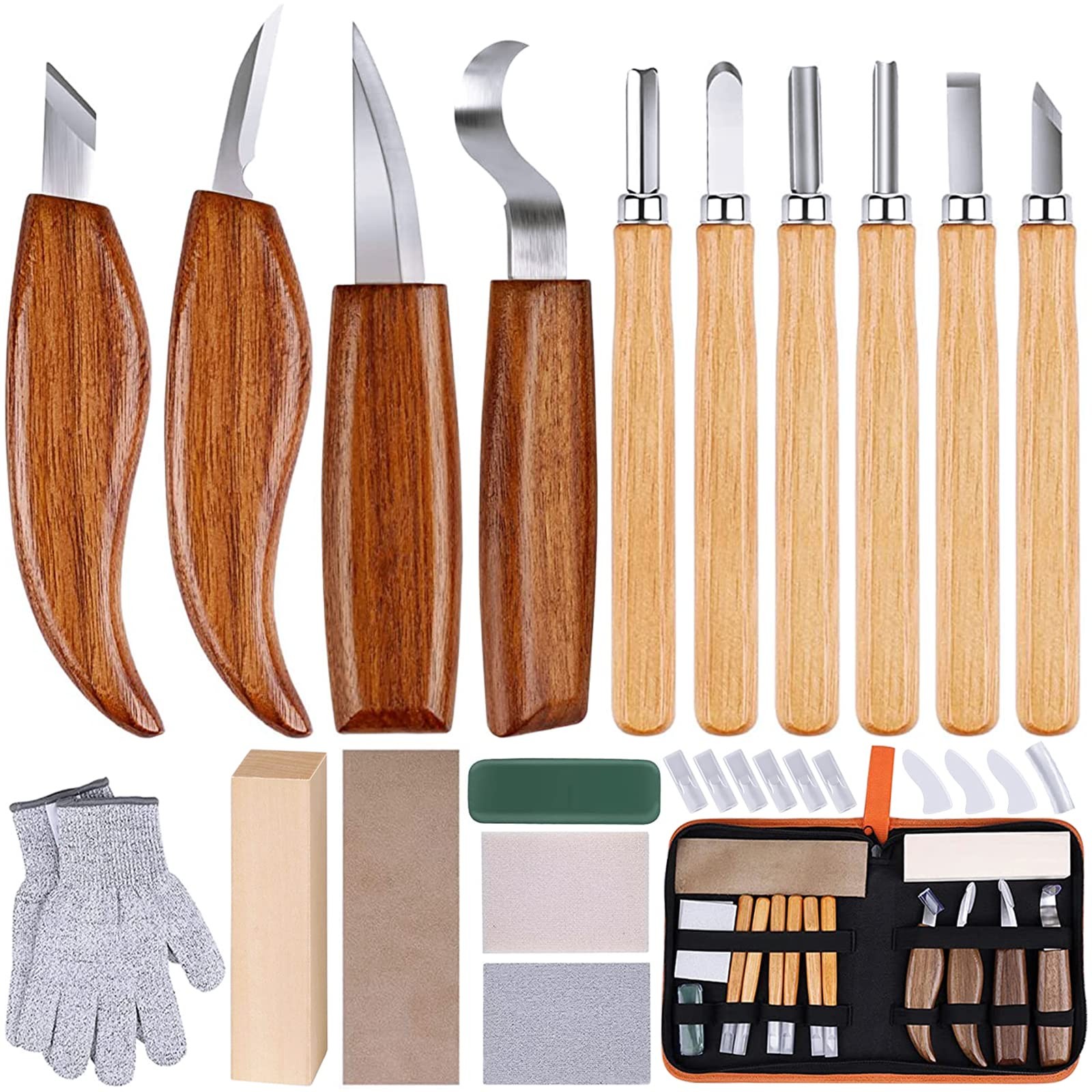 26-in-1 Wood Carving Kit with Detail Wood Carving Knife, Whittling Knife, Woo...