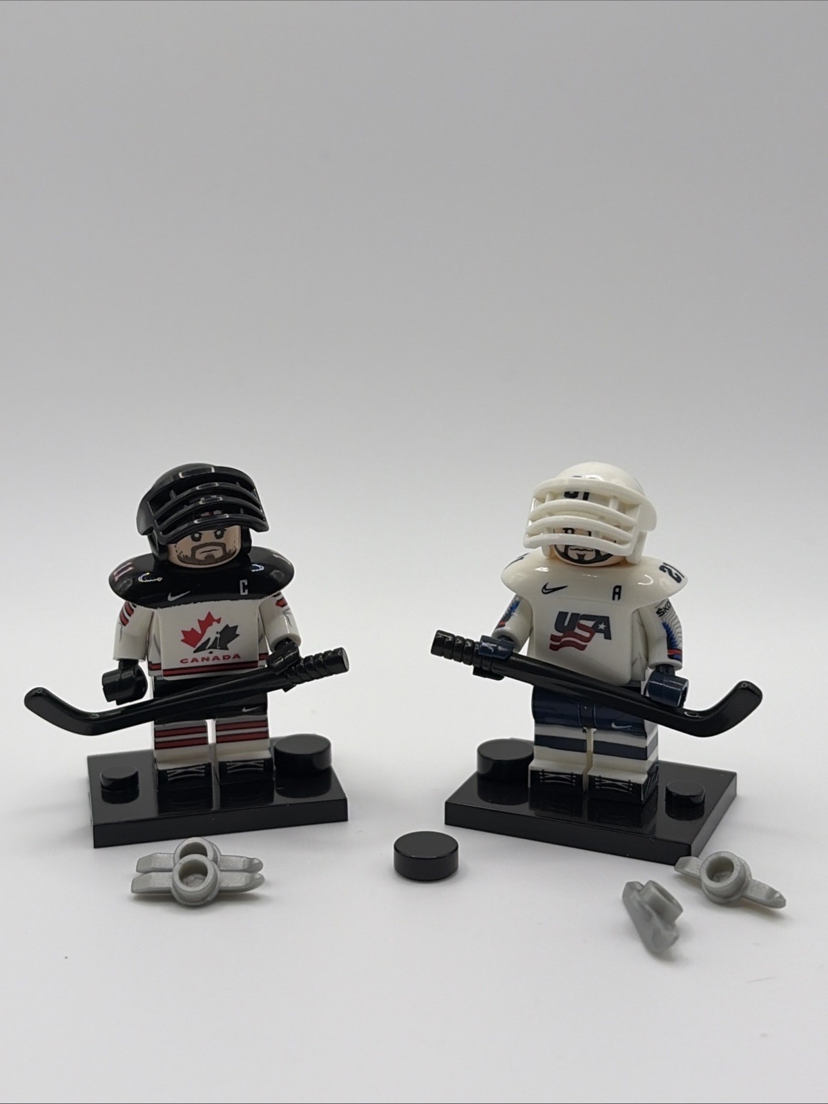 United States & Canada National Hockey Teams Ice Hockey Custom Minifigures 2pk