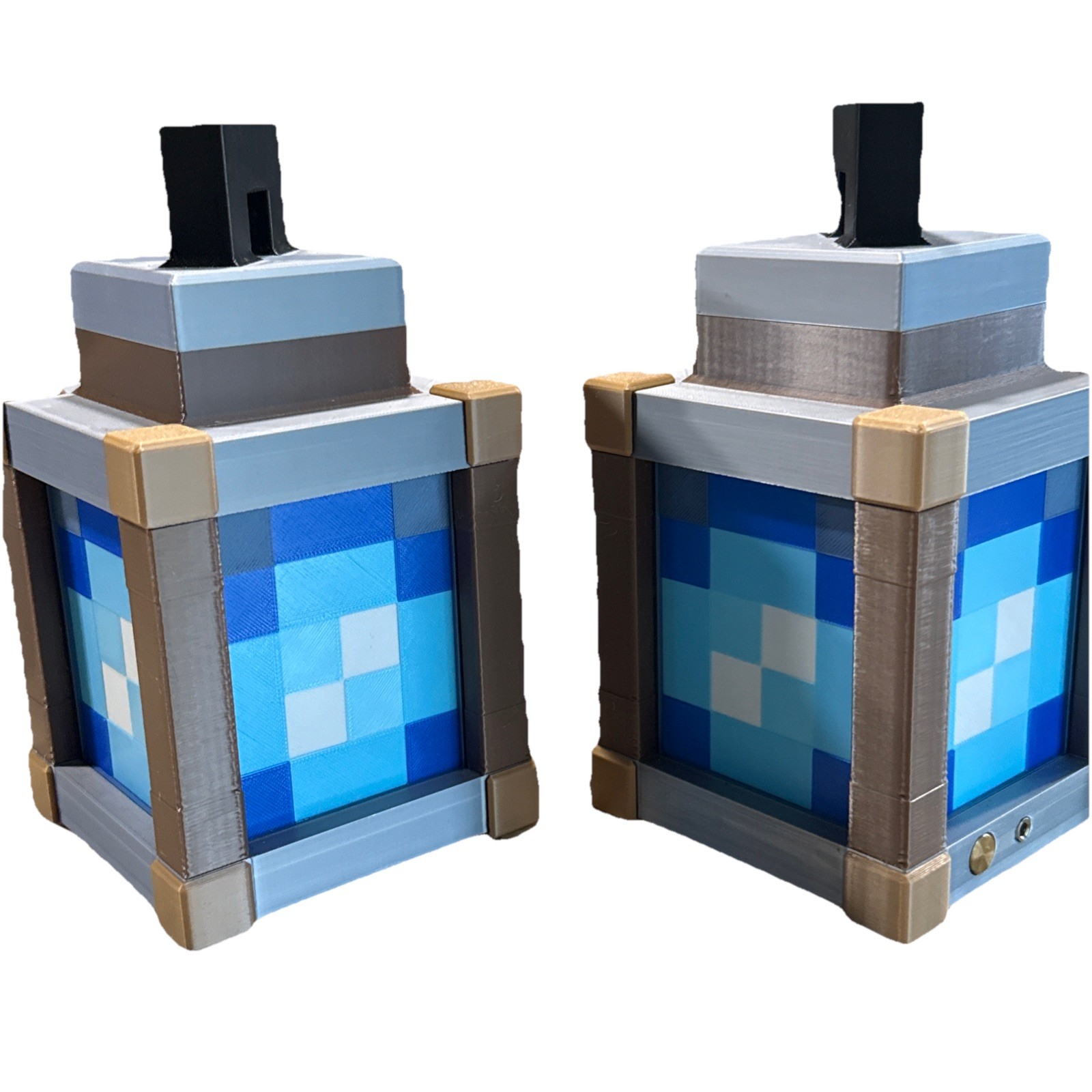 Pixelated Night Light Minecraft Lantern Chargeable (Set Of 2) Blue *READ*