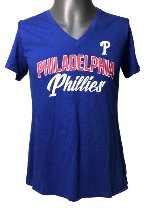 New with Tags MLB Team Apparel Woman's Philadelphia Phillies Blue Tee Size Large