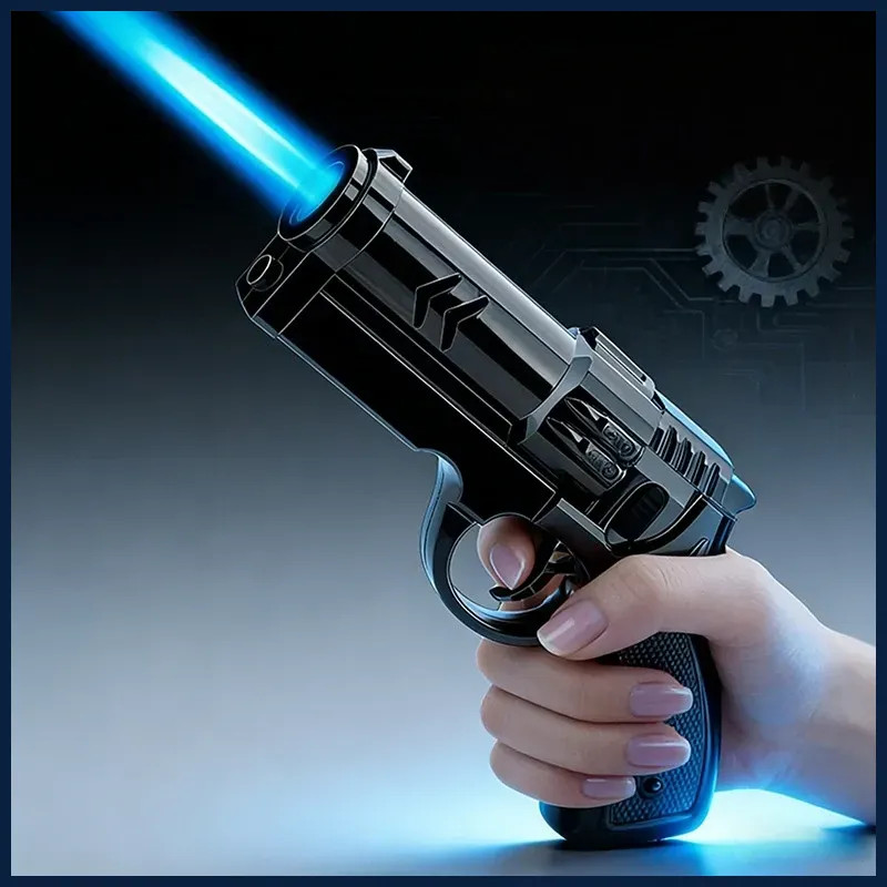 Pistol Shaped Butane Windproof Metal Cigar Lighter Outdoor Gift