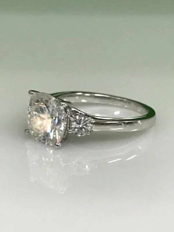 2.30 Ct Cushion Cut Diamond Lab-Created Engagement Ring 925 Sterling Silver