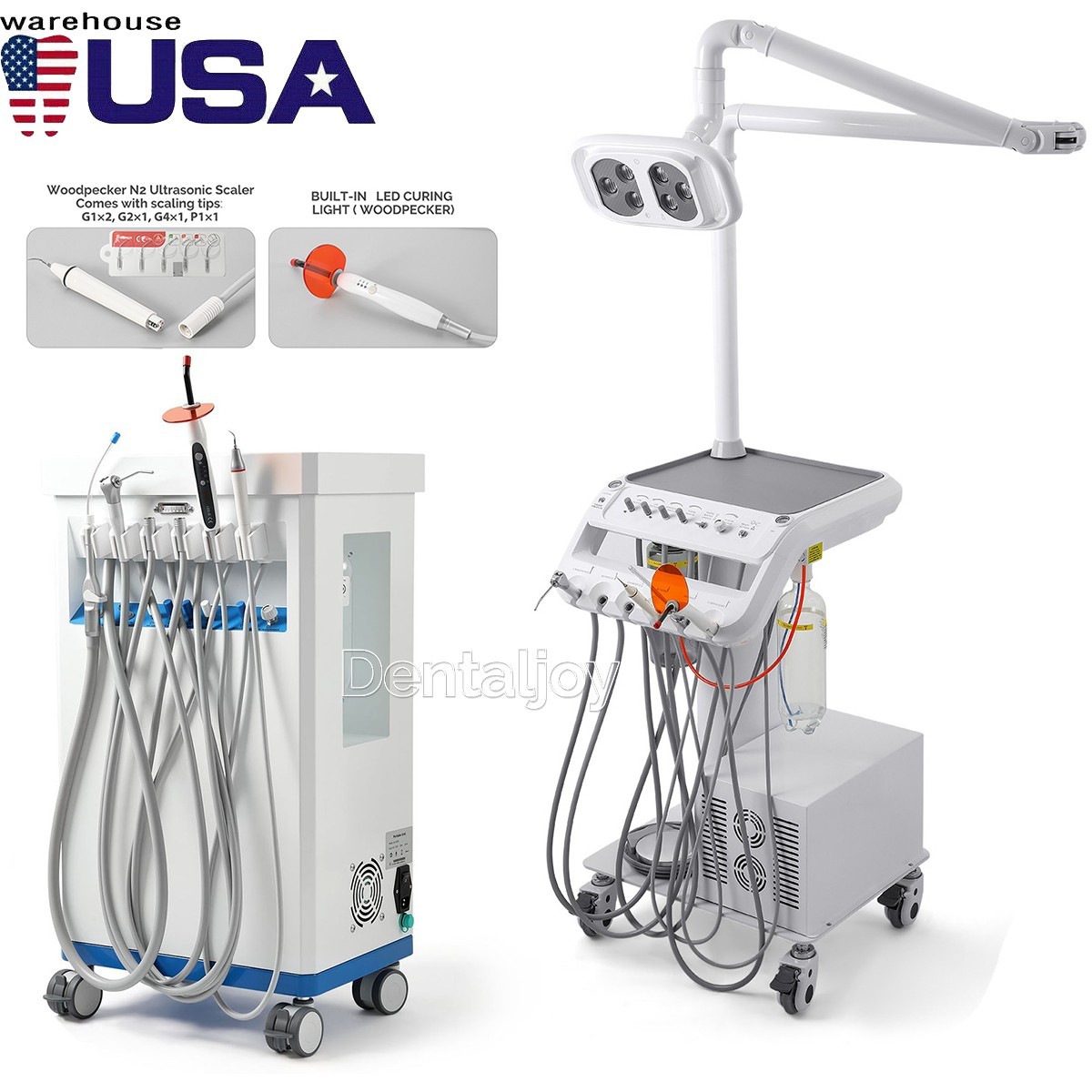 Portable Dental Delivery Unit Cart Air Compressor System 4H/With Surgical Lamp