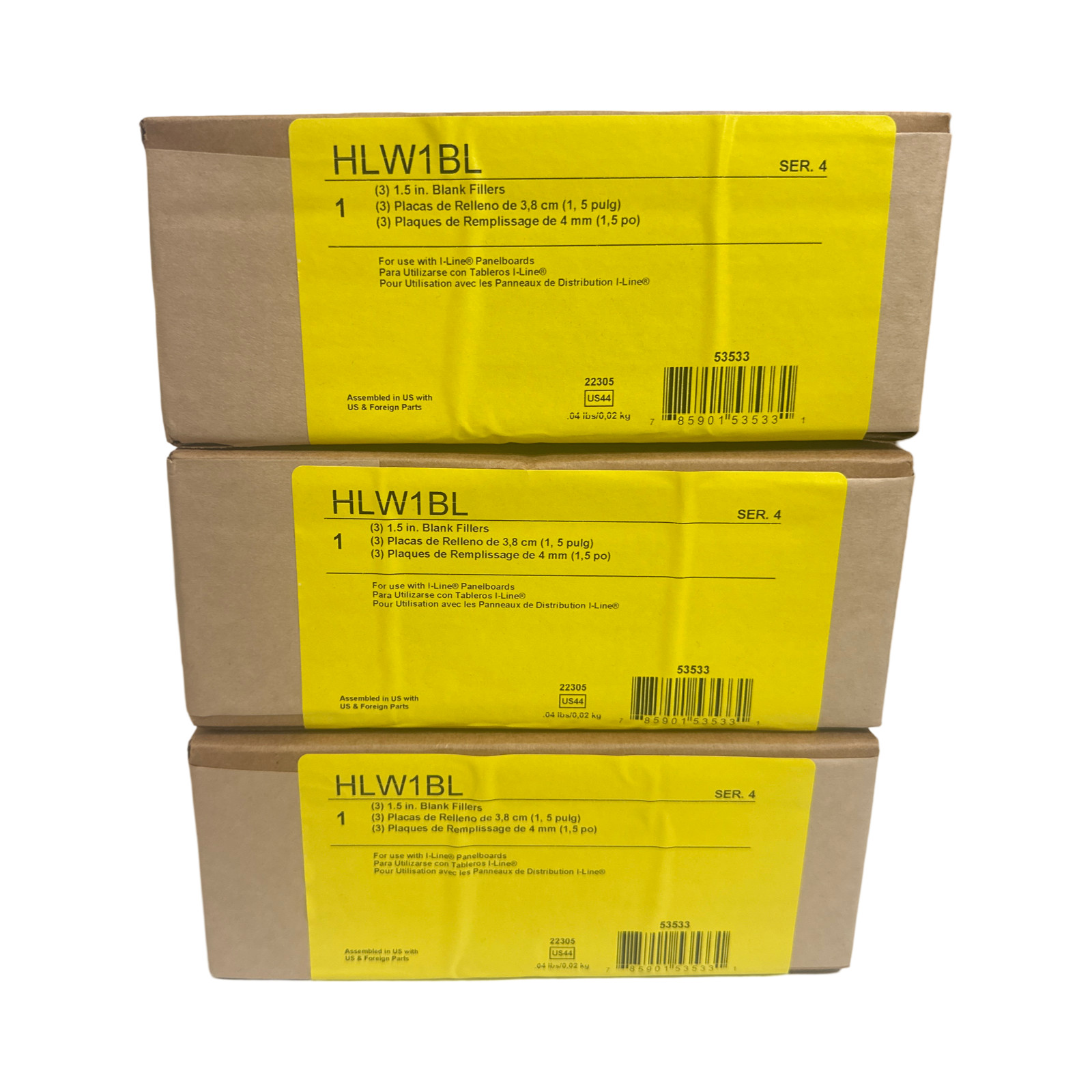 New (lot of 3) Square D HLW-1BL 1.5" Blank Fillers for I Line Panels
