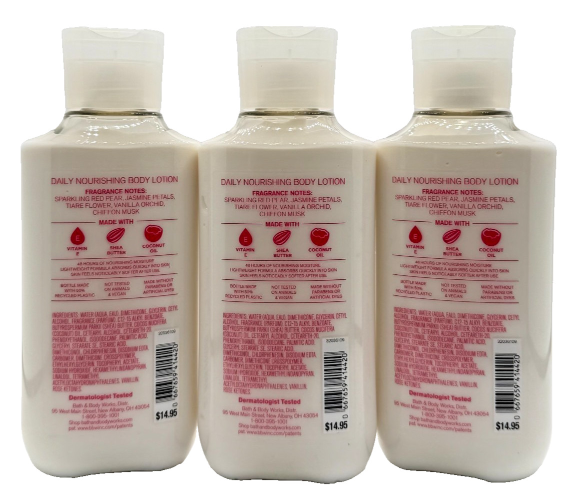 NEW Bath & Body Works Lot of 3 Bottles Pink Chiffon Daily Body Lotion Cream 8 oz