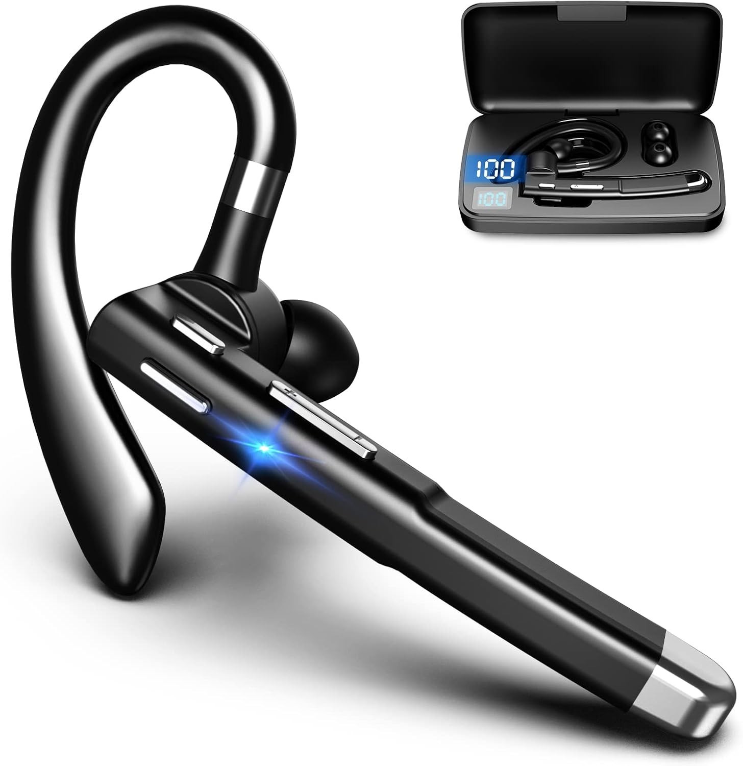 Trucker Wireless Mic Blue Parrot Bluetooth Noise Cancelling Headset Earpiece New