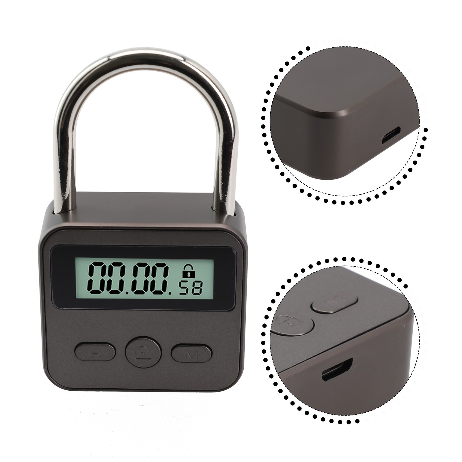 Multifunction Timer Padlock LCD Display Time Lock For Travel Waterproof