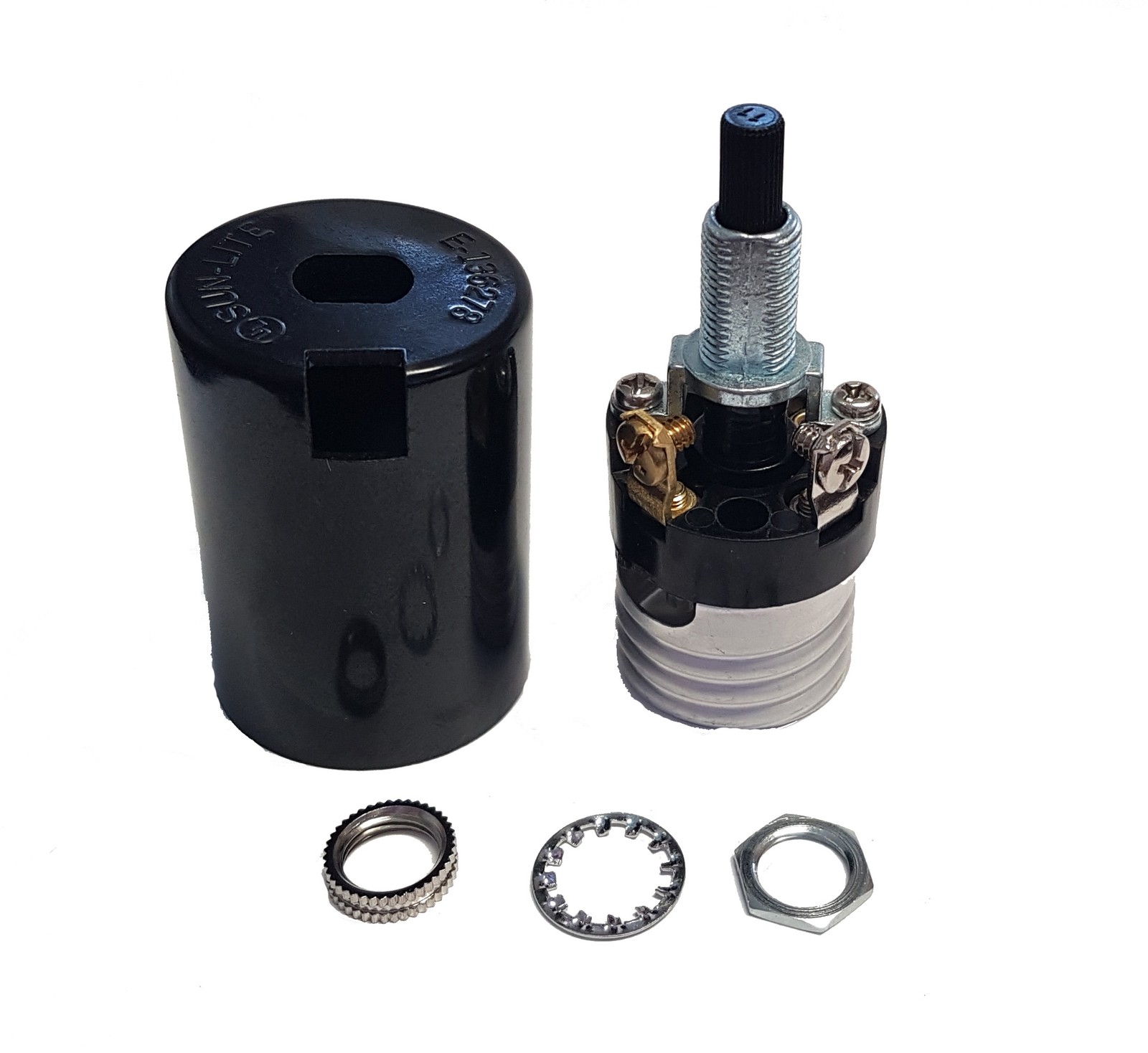 B&P Lamp Medium Base Phenolic Husk Socket with 2 Piece Bottom