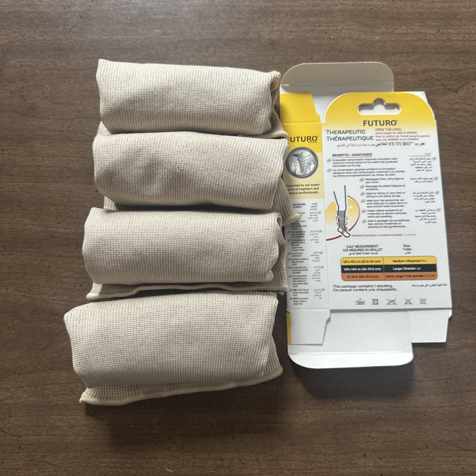 FUTURO Open Toe/ Heel Knee Length Firm stocking Large, set of 4