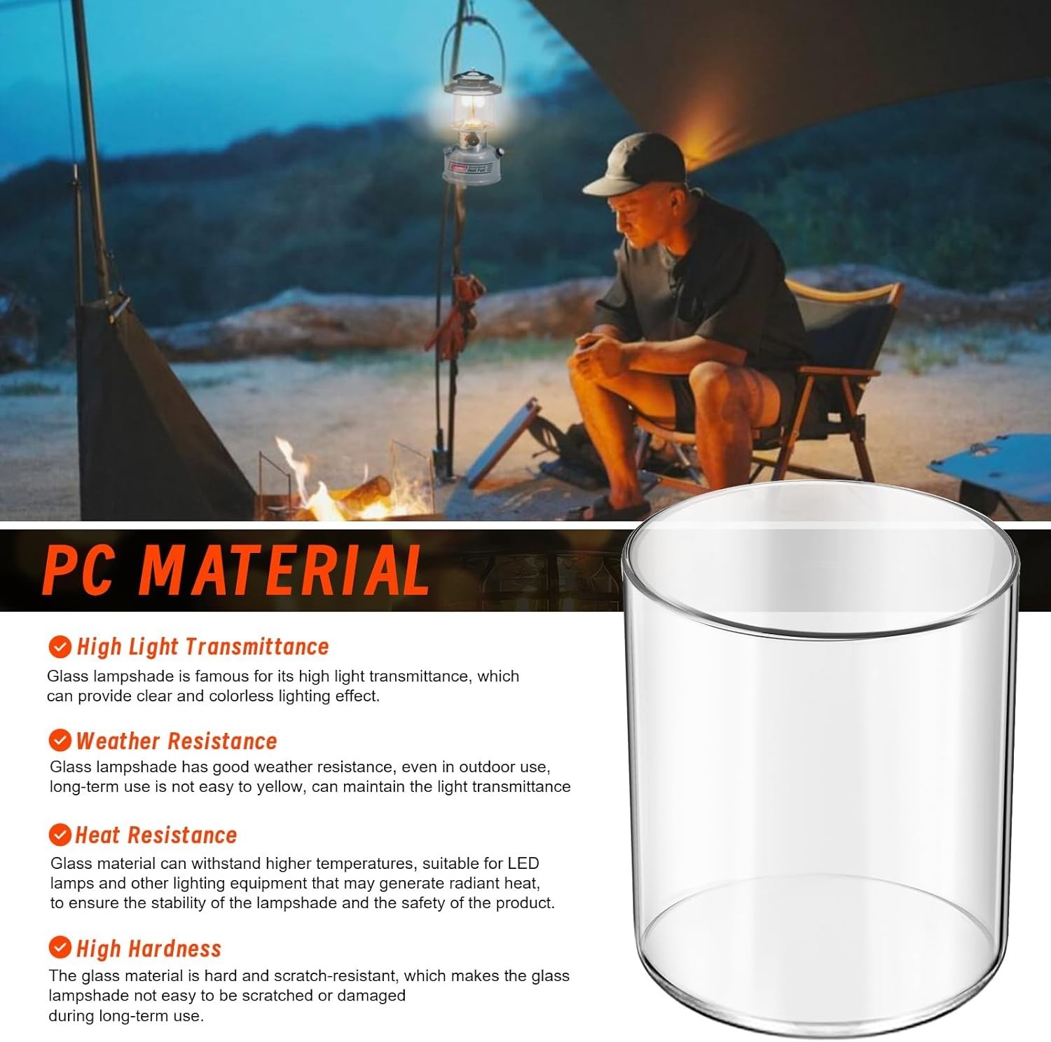 Glass Globe for Fueled Lanterns Replacement for Coleman Lantern Glass Globe, Glo