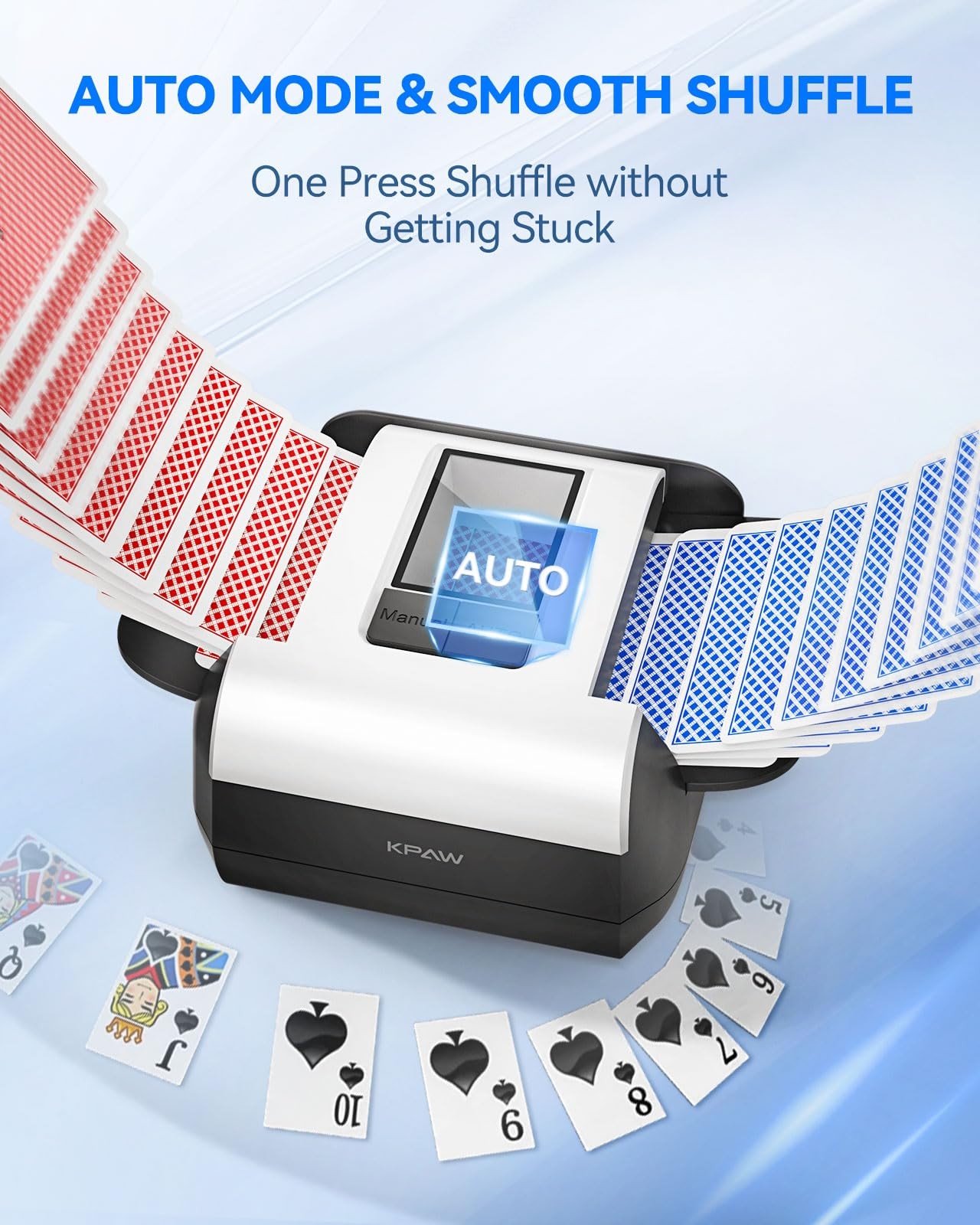 Automatic Card Shuffler Machine - 1-2 Decks Low Noise Shuffler, Rechargeable ...