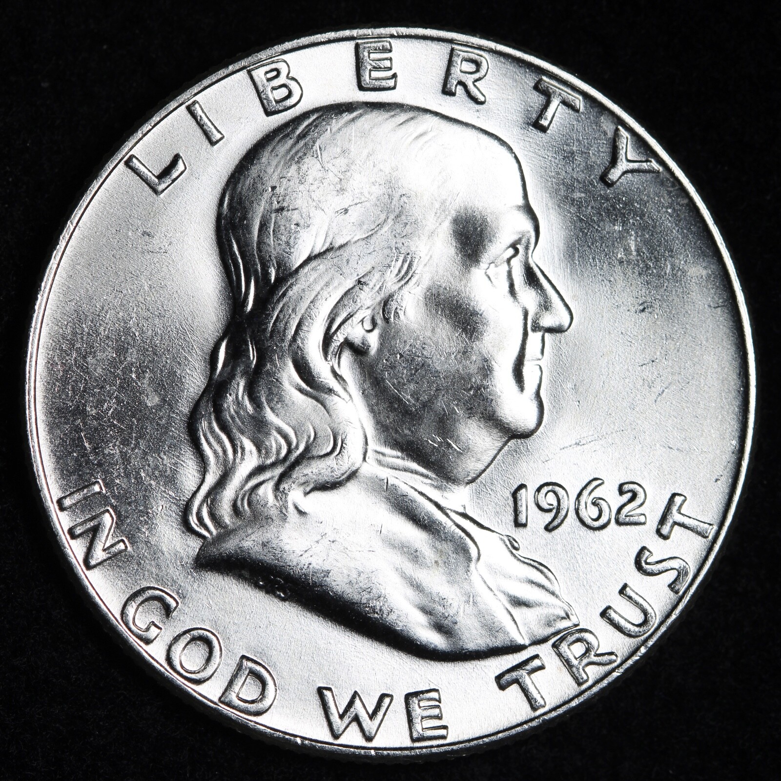 GEM BU UNCIRCULATED UNC MS 1962-D SILVER  FRANKLIN HALF DOLLAR BRILLIANT LUSTER
