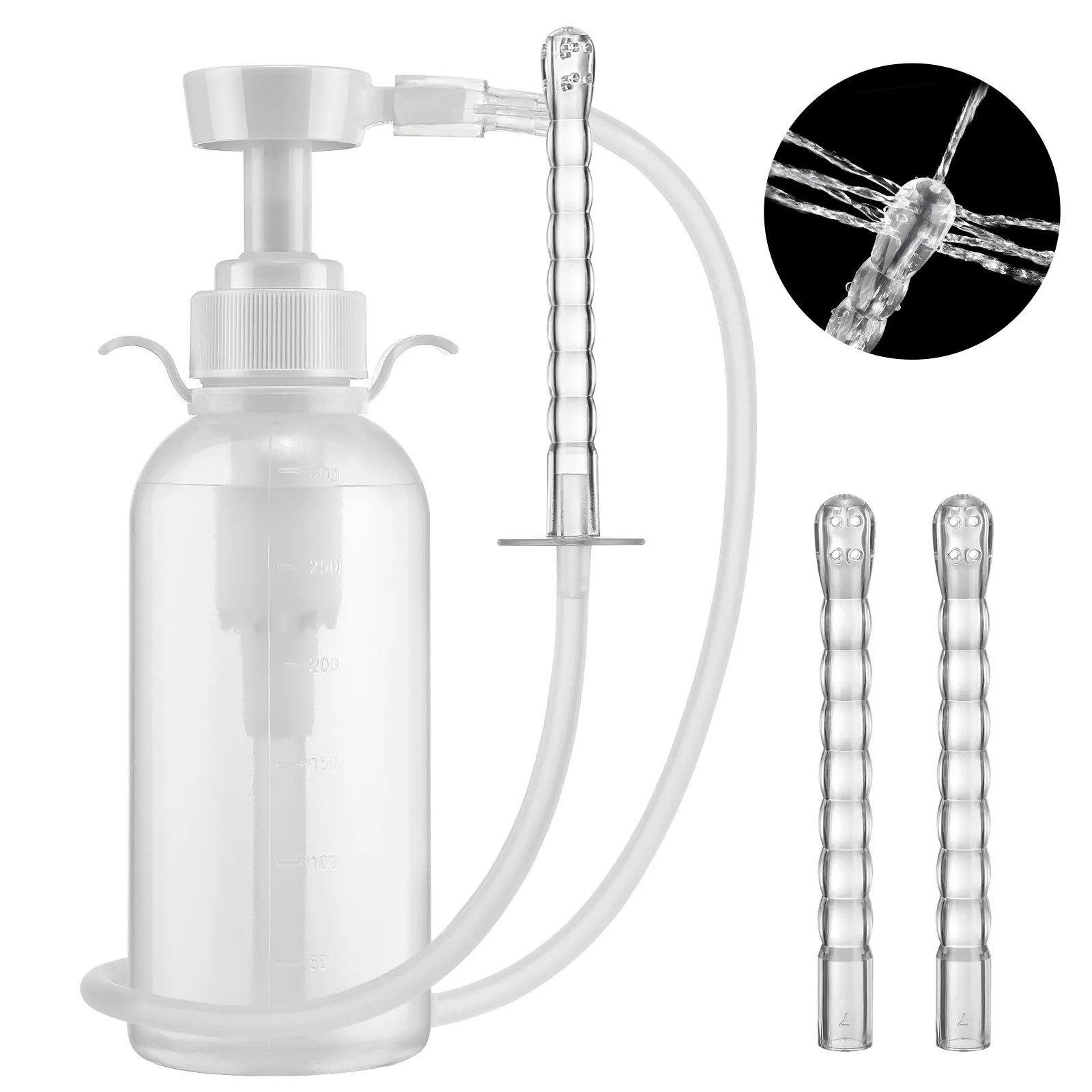 Pump Action Douche Enema Bottle with Nozzle Vaginal Anal Clean Tool Kit 300ml