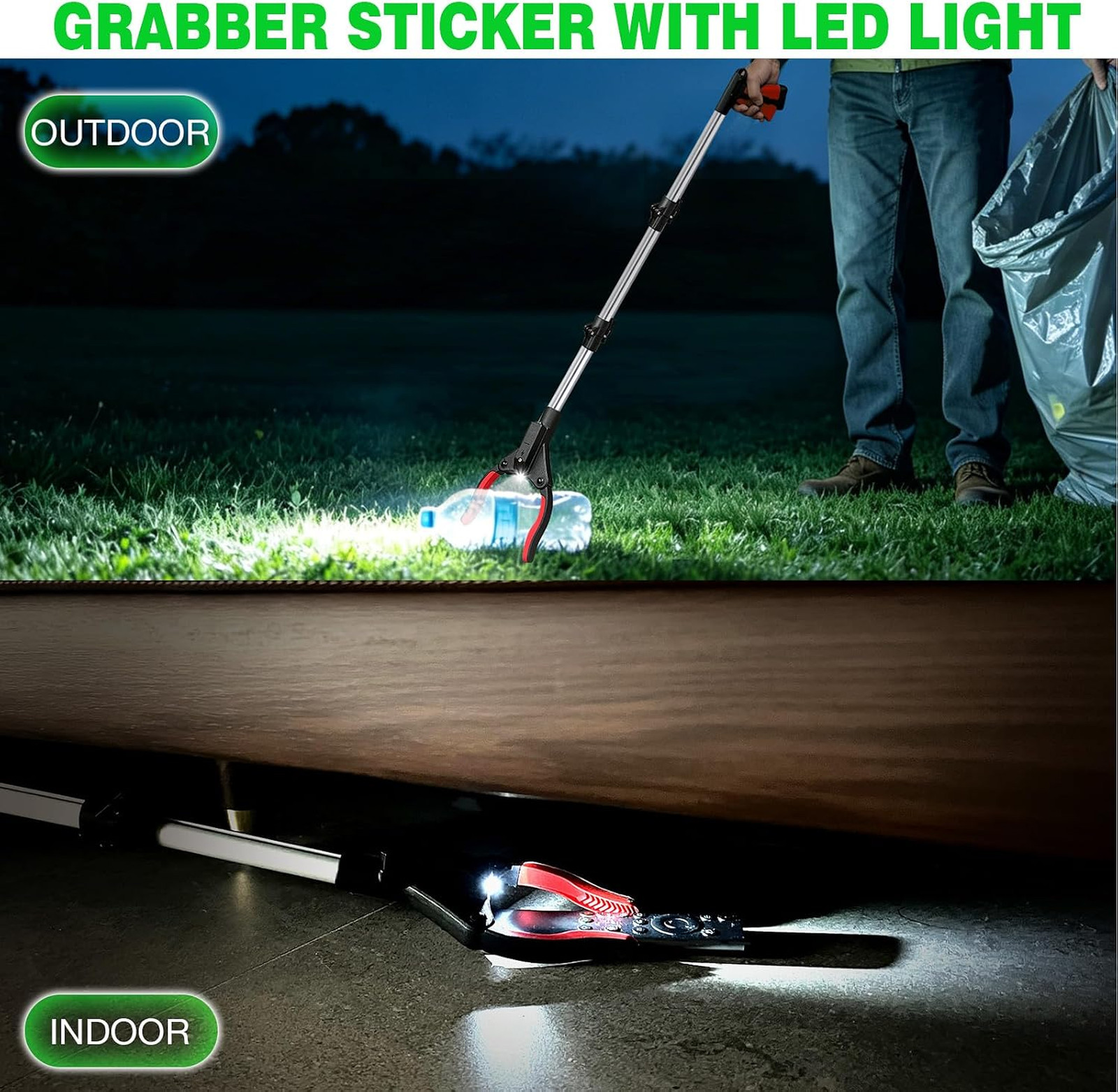 2-Pack Grabber Reacher Tool, 44 Inch Extra Long Foldable Pickup, Light, Heavy