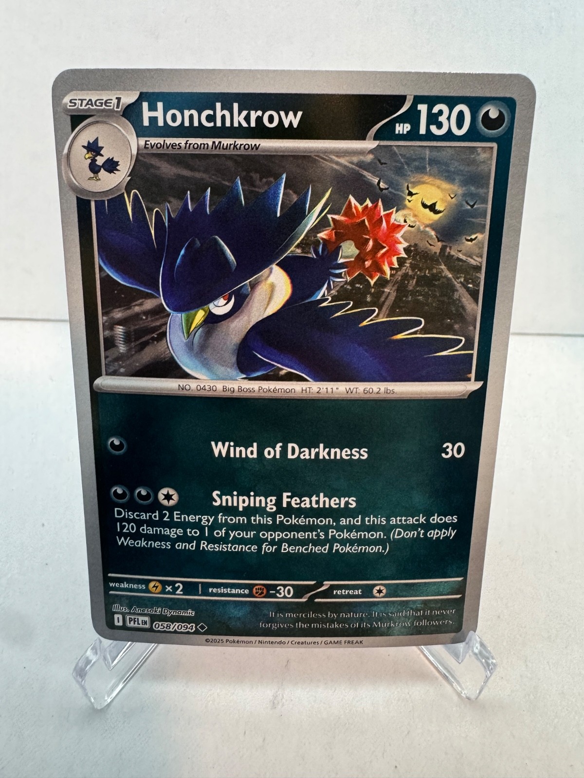 Honchkrow 58/94 - Reverse Holofoil NM - ME: Phantasmal Flames - Pokémon TCG