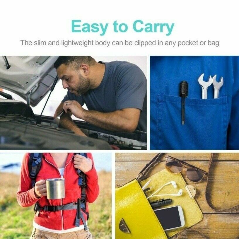 2PCS Mini Small Torch Super Bright LED Flashlight Penlight with Clip Pocket