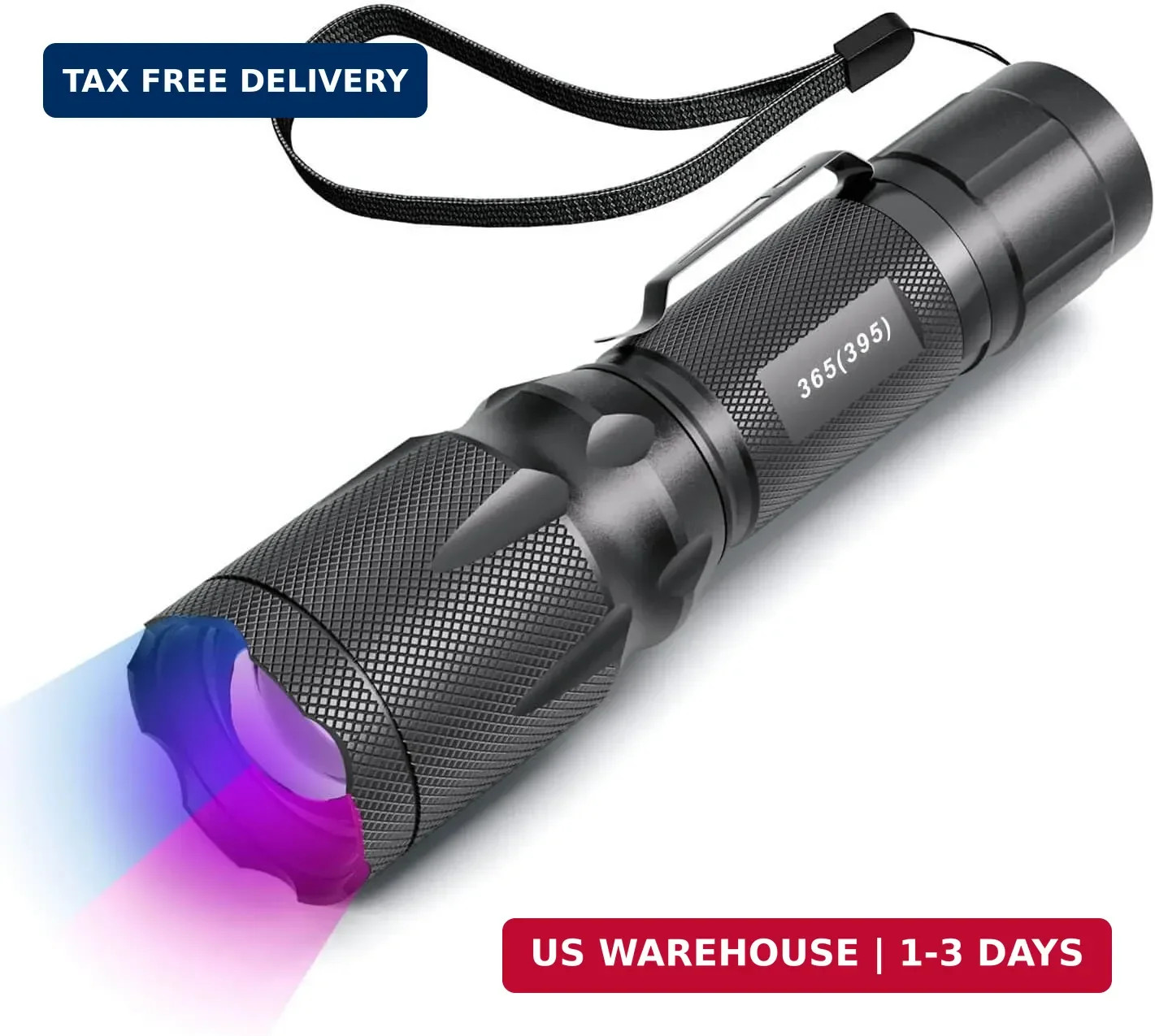 365nm/395nm Blacklight Flashlight, Dual-Mode for UV Glue Curing, Uranium Glass,