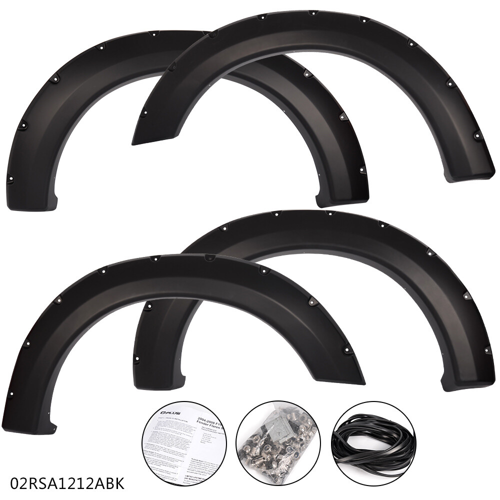 Front+Rear Bolt On Smooth Fender Flares Pocket River Fit For Ford F150 2004-2008