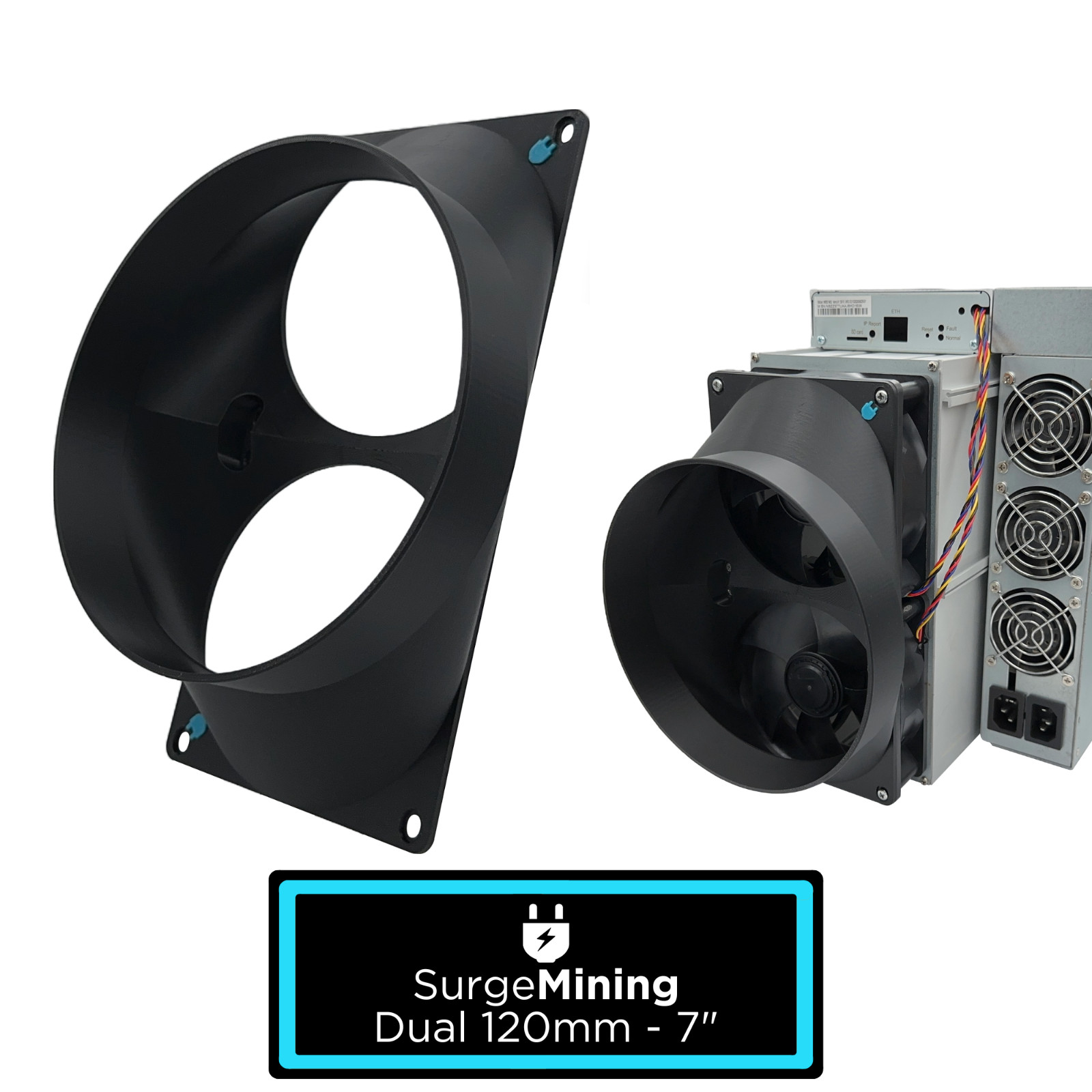 Dual 120mm to 7 Inch Fan Duct Intake Exhaust Silencer ASIC Antminer IceRiver